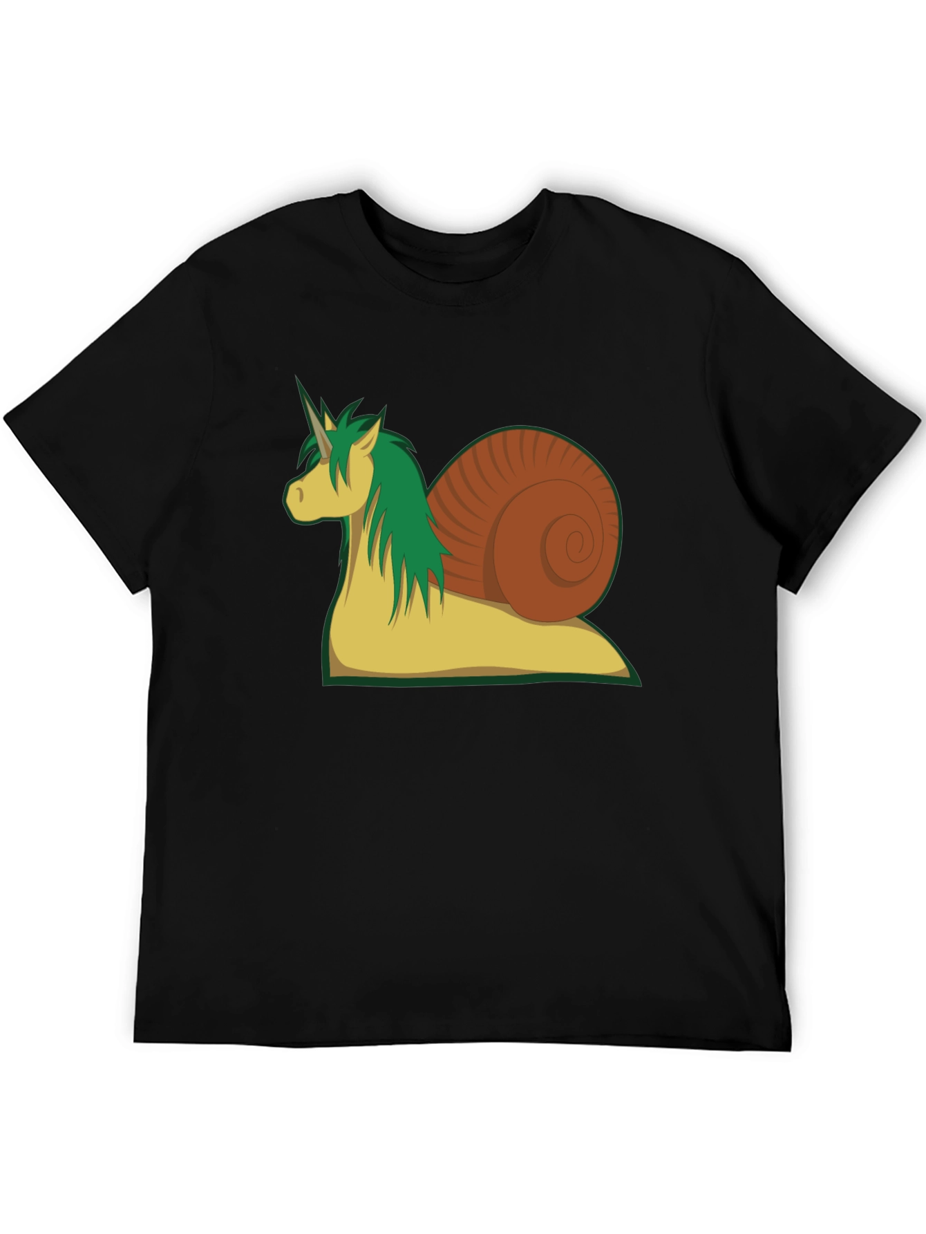 Black Unicorn Snail Graphic Tee - Black Cotton T-Shirt view 5