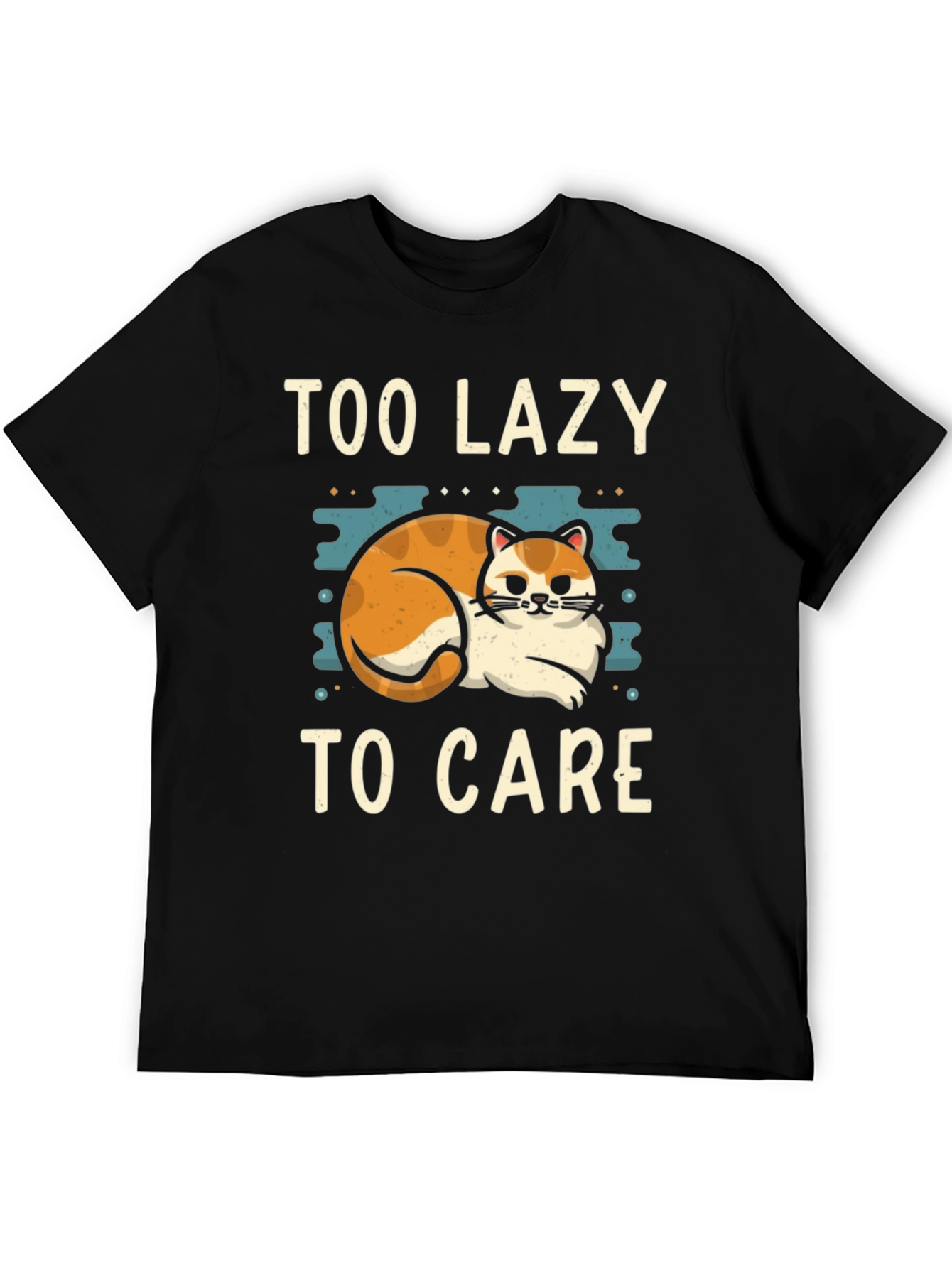 Black Too Lazy To Care Cat Graphic Tee view 5