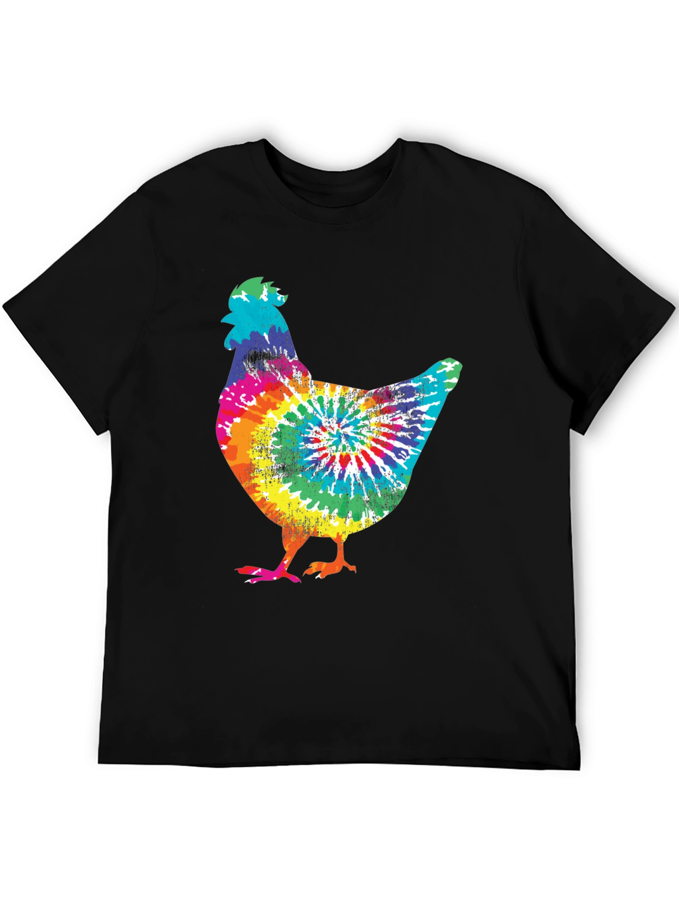 Black Tie-Dye Chicken Graphic Tee view 5