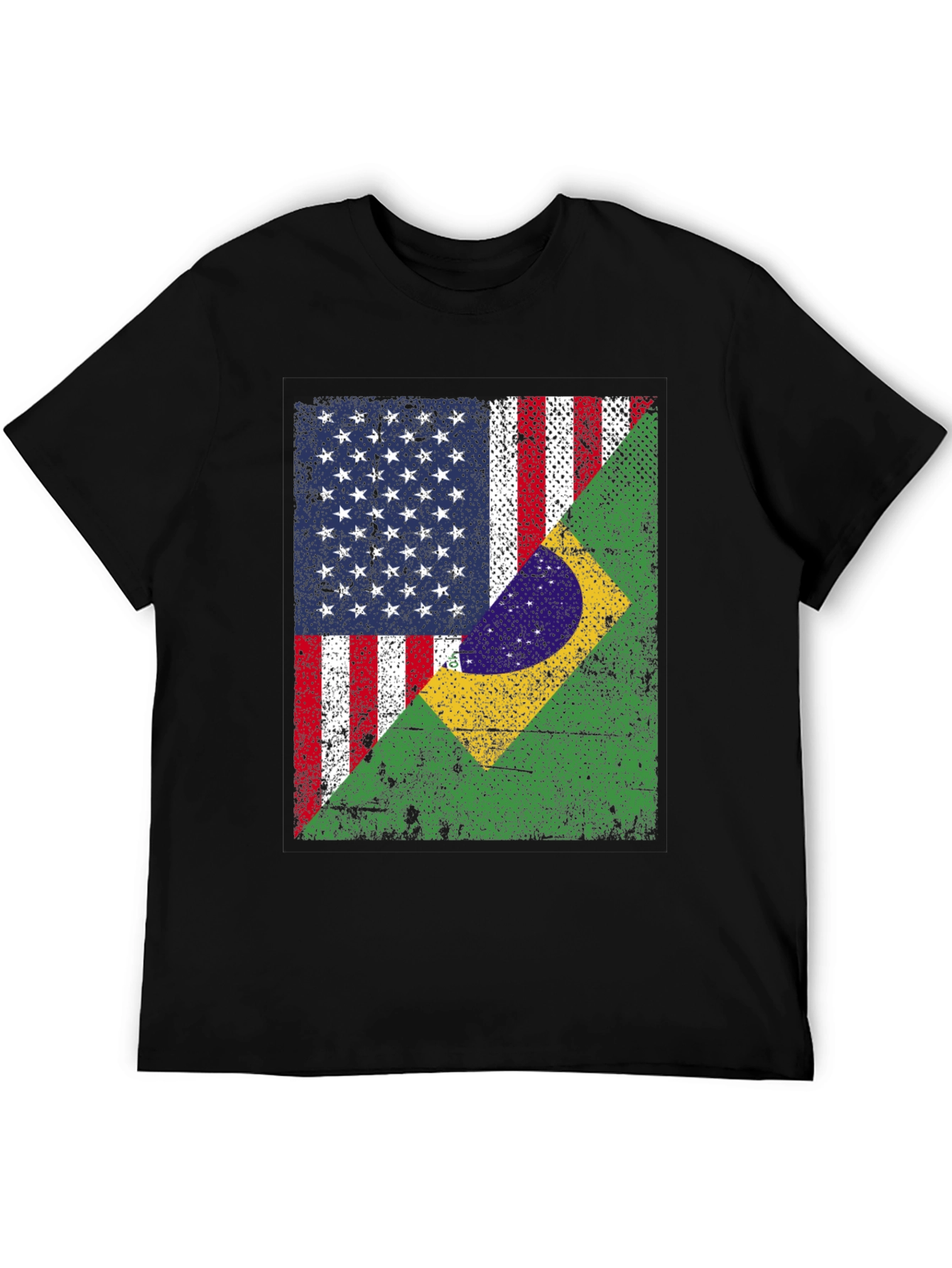 Black USA and Brazil Flag T-Shirt view 5