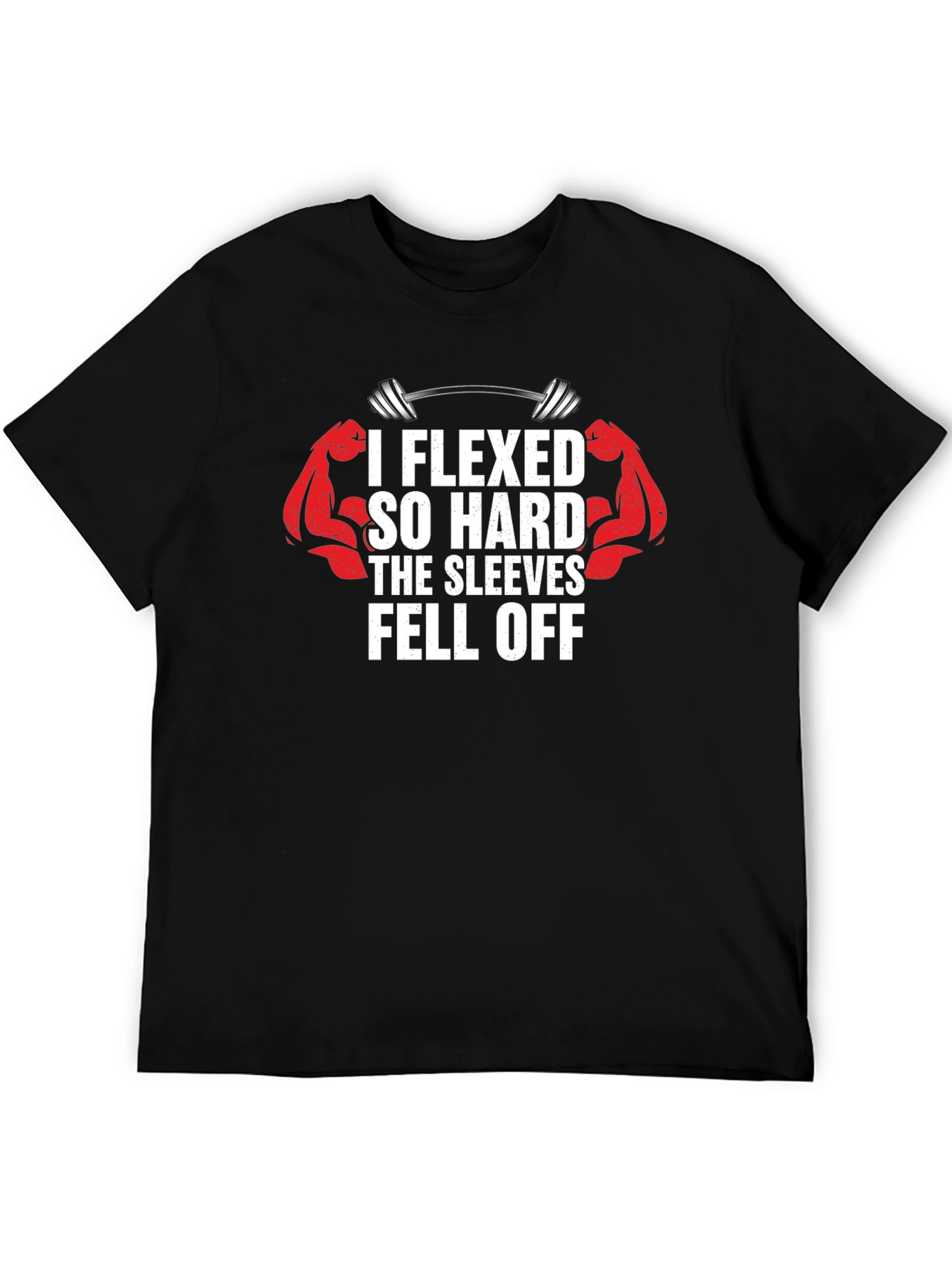 Black I Flexed So Hard Sleeves Fell Off Black T-Shirt view 5
