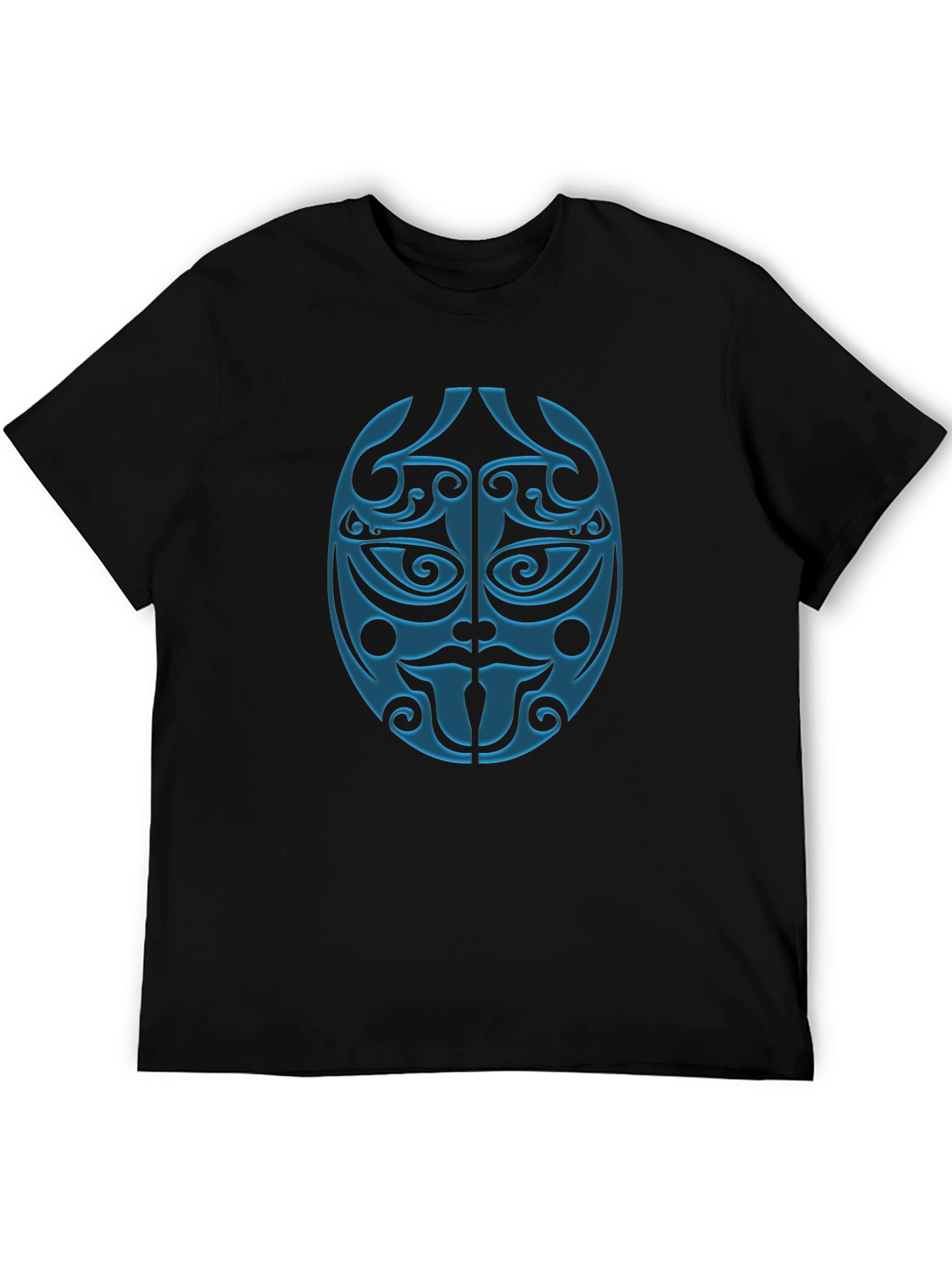 Black Tribal Mask Graphic Tee - Black view 5