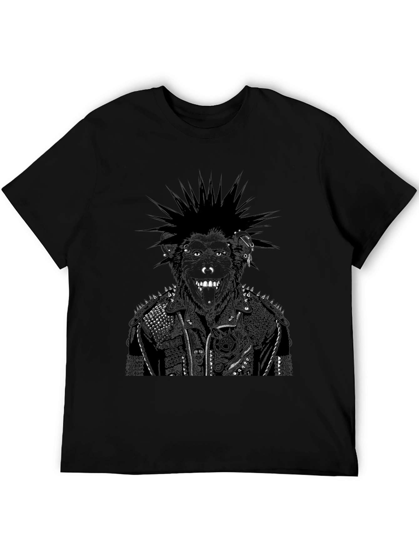 Black Punk Rock Gorilla Graphic Tee view 5