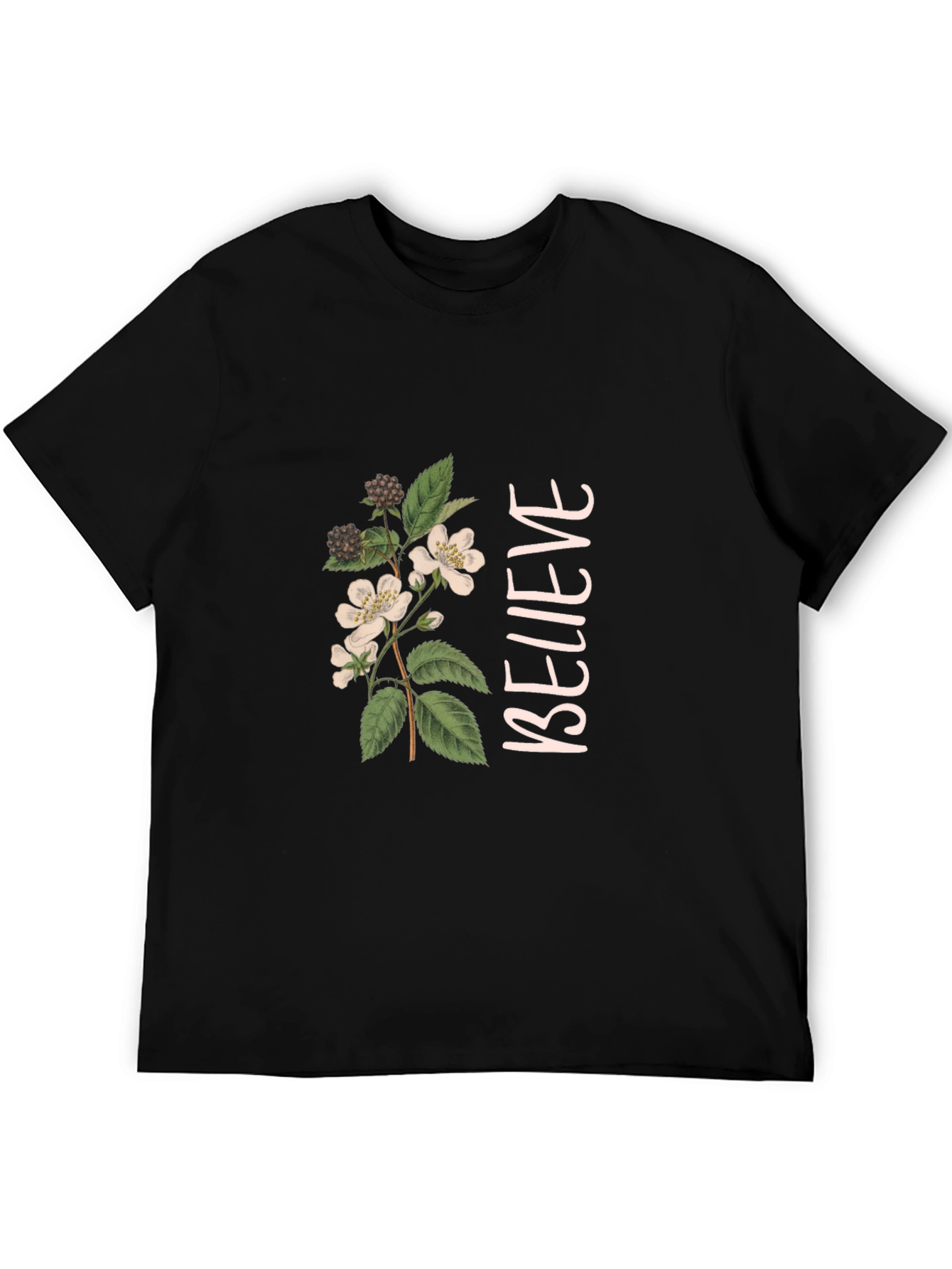 Black Believe Floral Graphic Black T-Shirt view 5