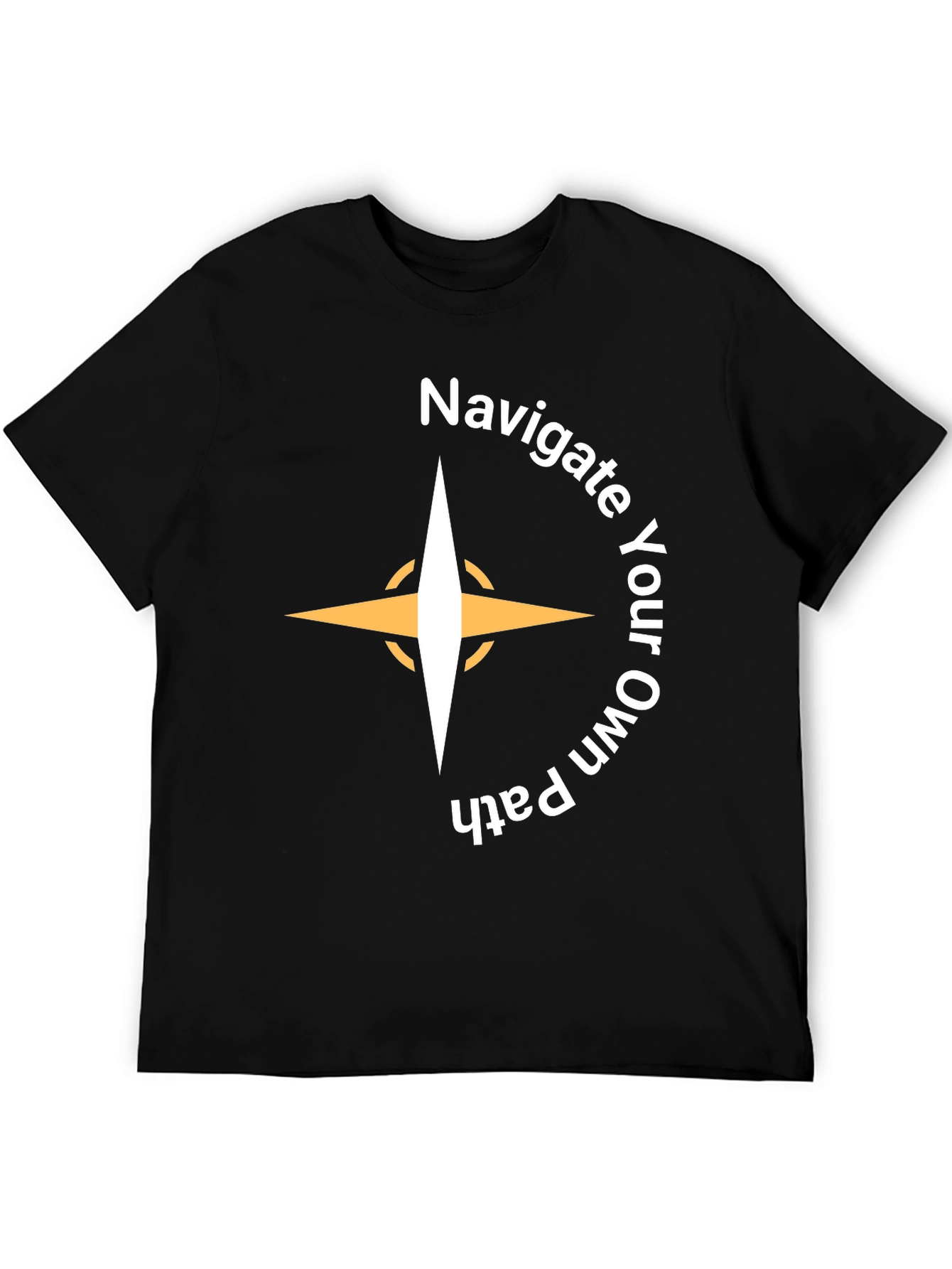 Black Navigate Your Own Path Graphic Tee - Stylish Black T-Shirt view 5