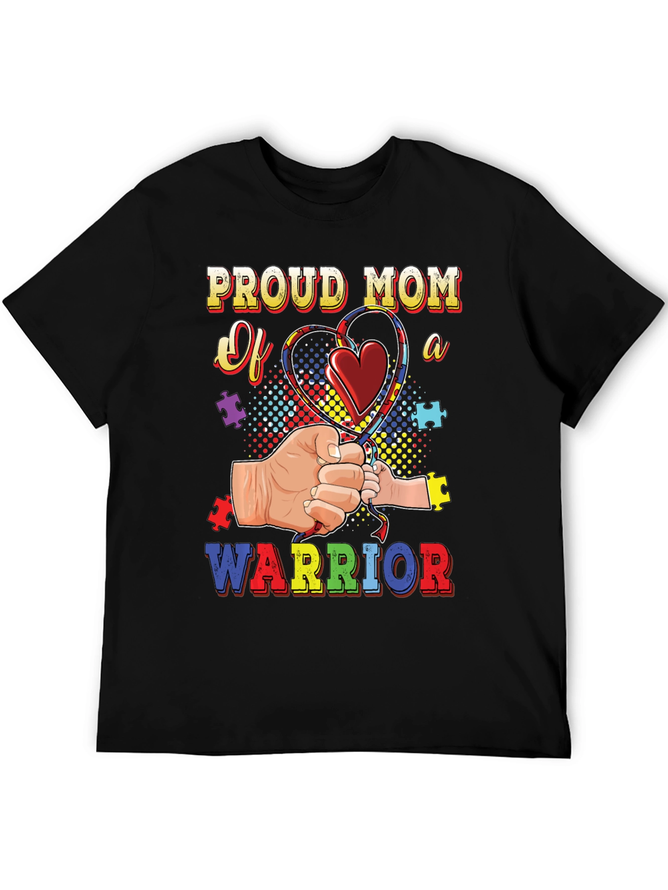 Black Proud Mom of a Warrior Autism Awareness T-Shirt view 5