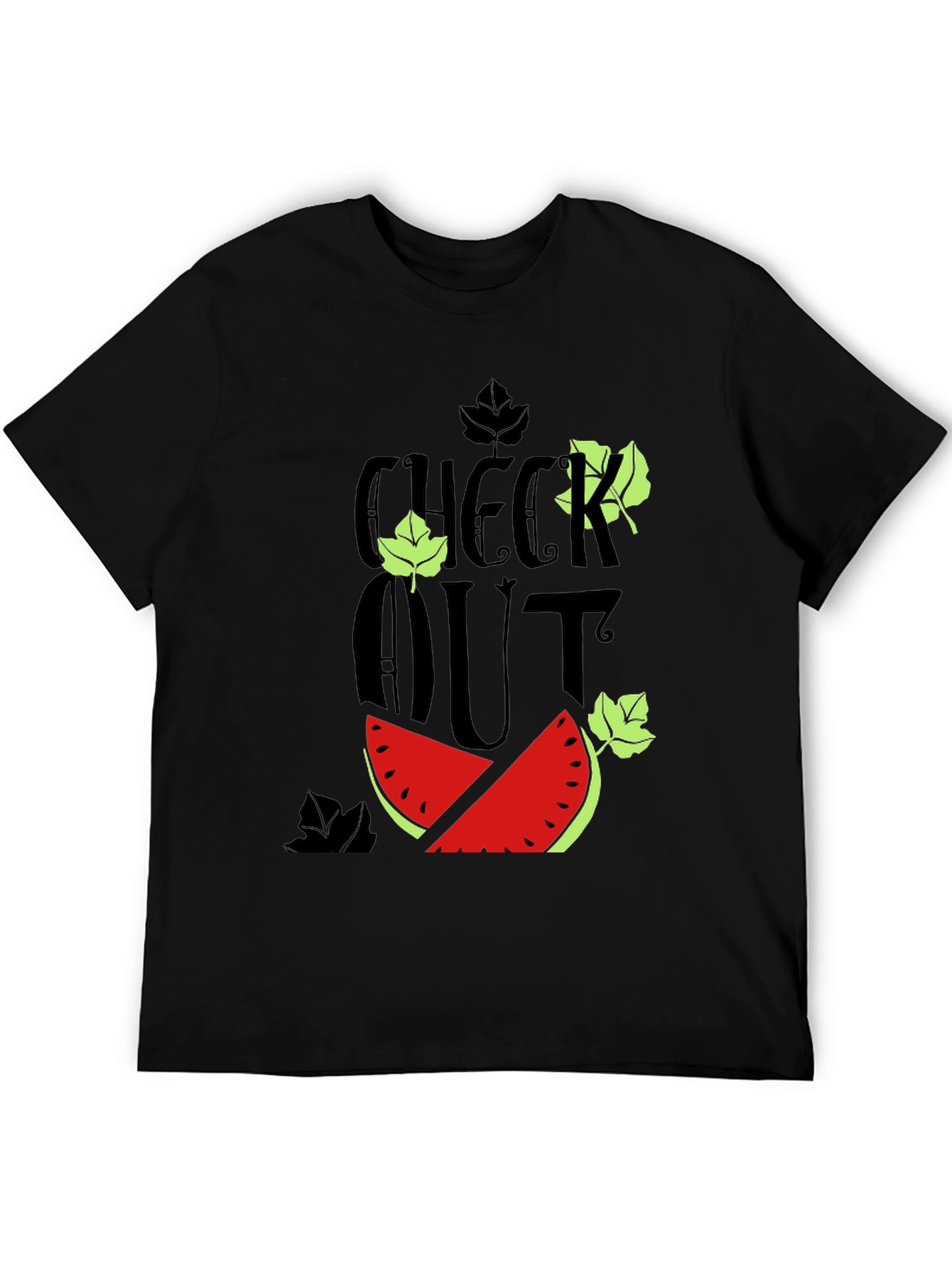 Black Check Out Watermelon Graphic Tee view 5