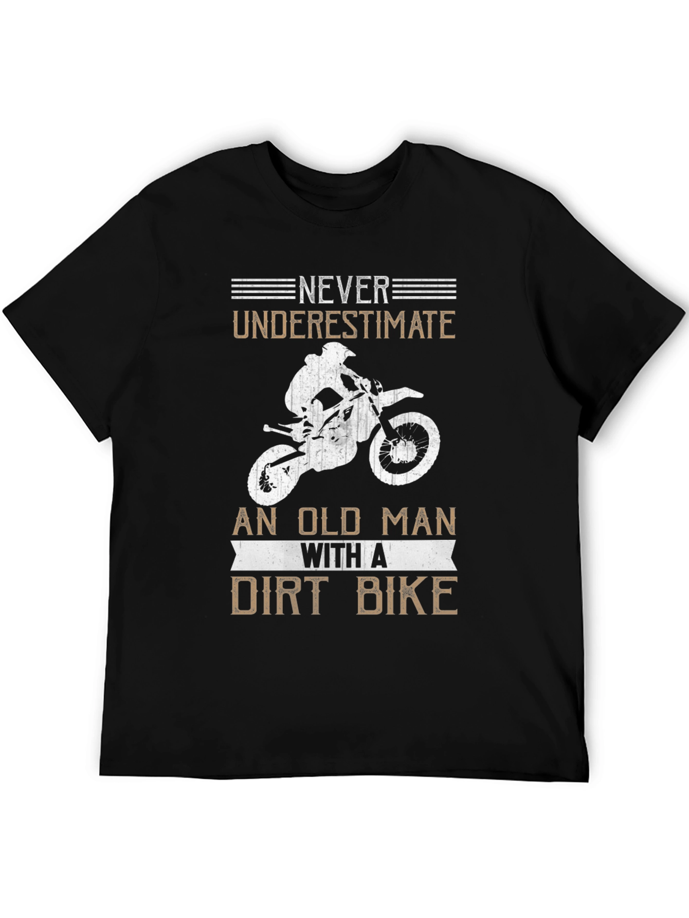 Black Never Underestimate an Old Man Dirt Bike Black Tee view 5