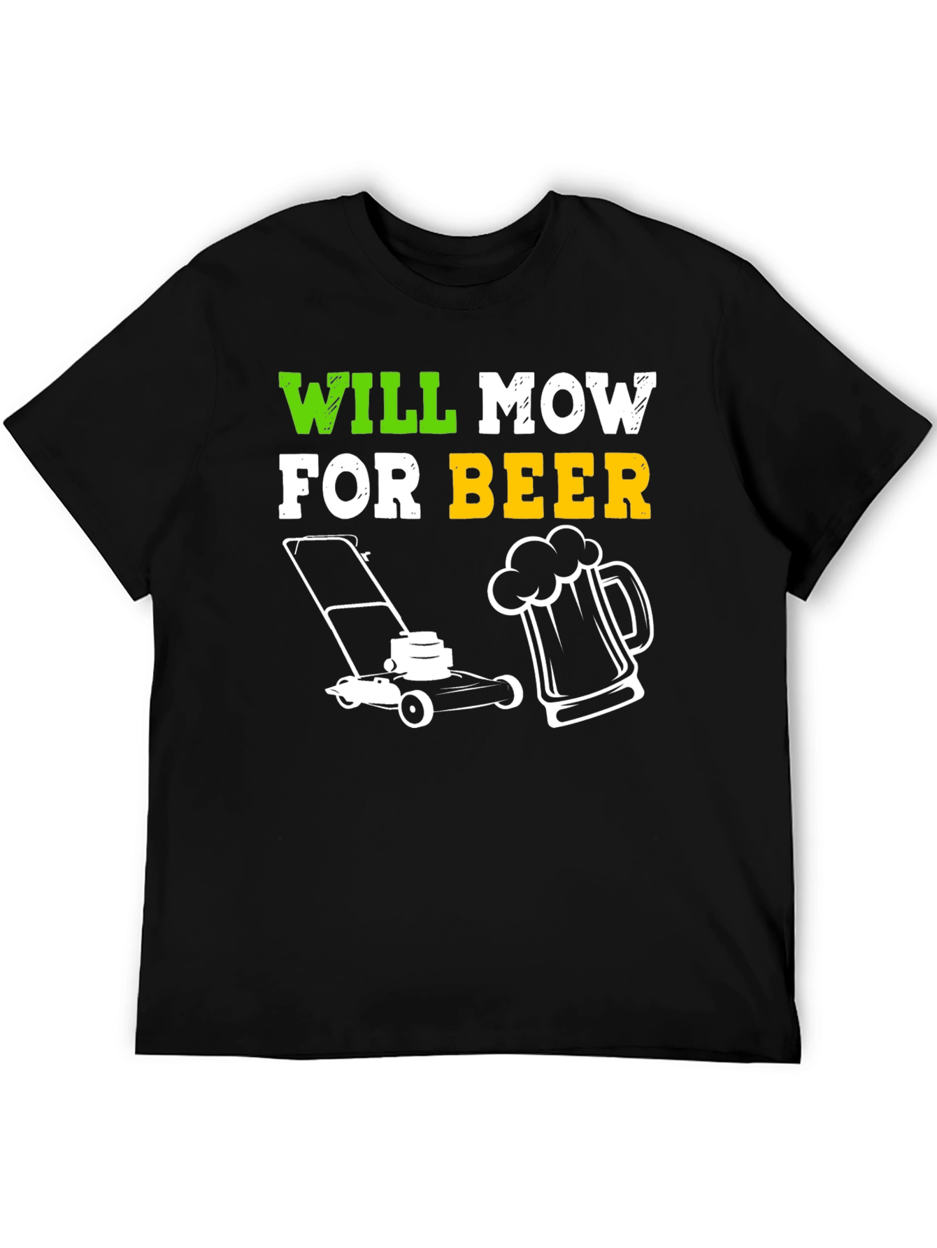 Black Will Mow for Beer T-Shirt view 5