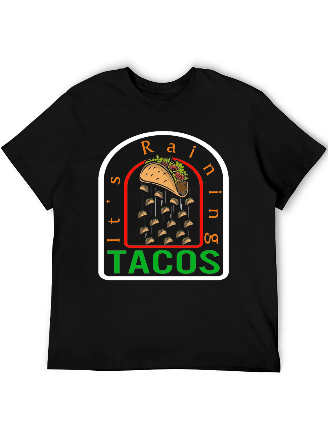 Black It's Raining Tacos Funny Graphic T-Shirt view 5