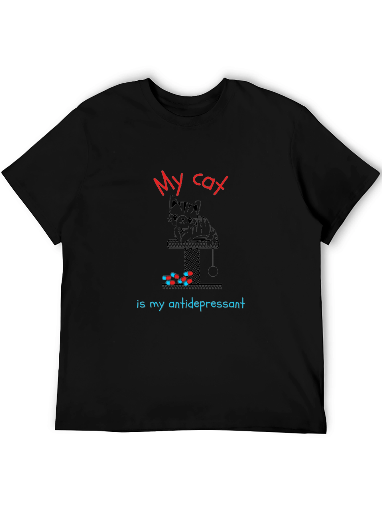 Black My Cat is My Antidepressant Graphic T-Shirt view 5