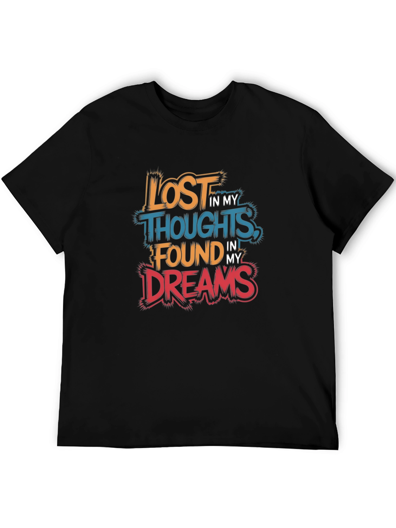 Black Lost in Thoughts Found in Dreams Graphic Tee view 5