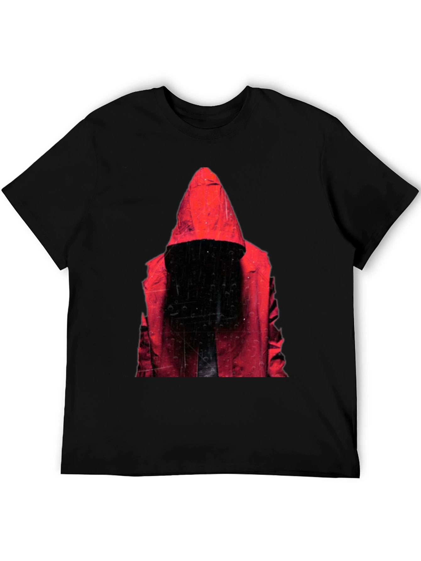 Black Hooded Figure Graphic T-Shirt - Mens Black Tee view 5