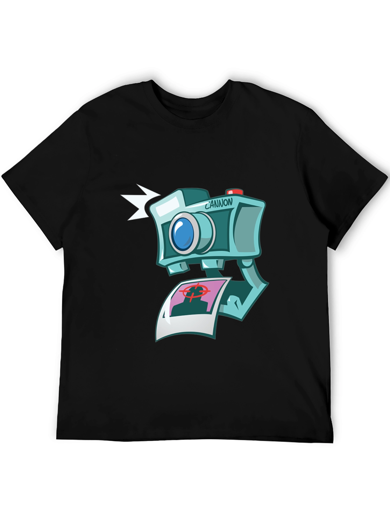 Black Camera Cartoon Graphic Black T-Shirt view 5