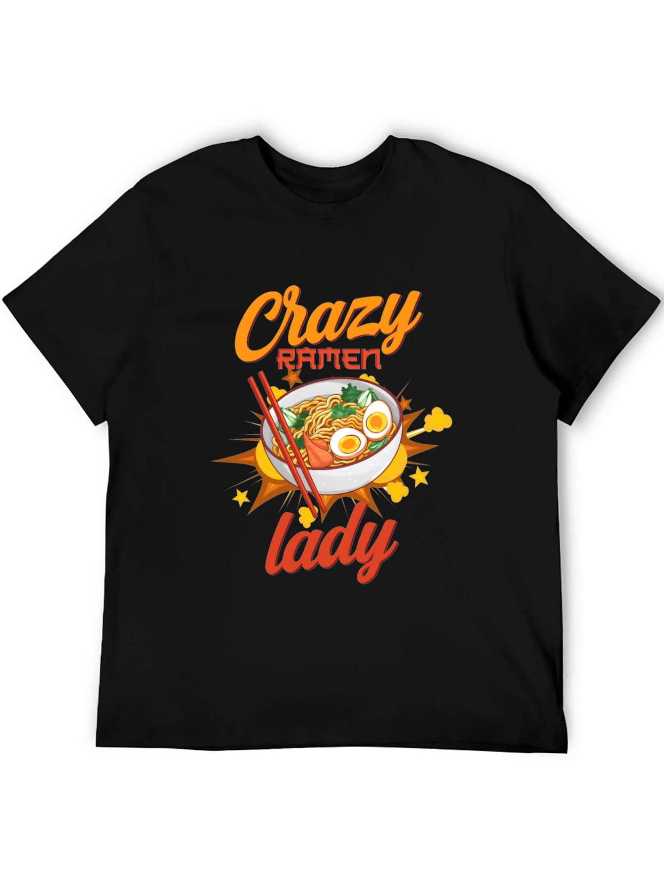 Black Crazy Ramen Lady Graphic Tee - Unisex view 5