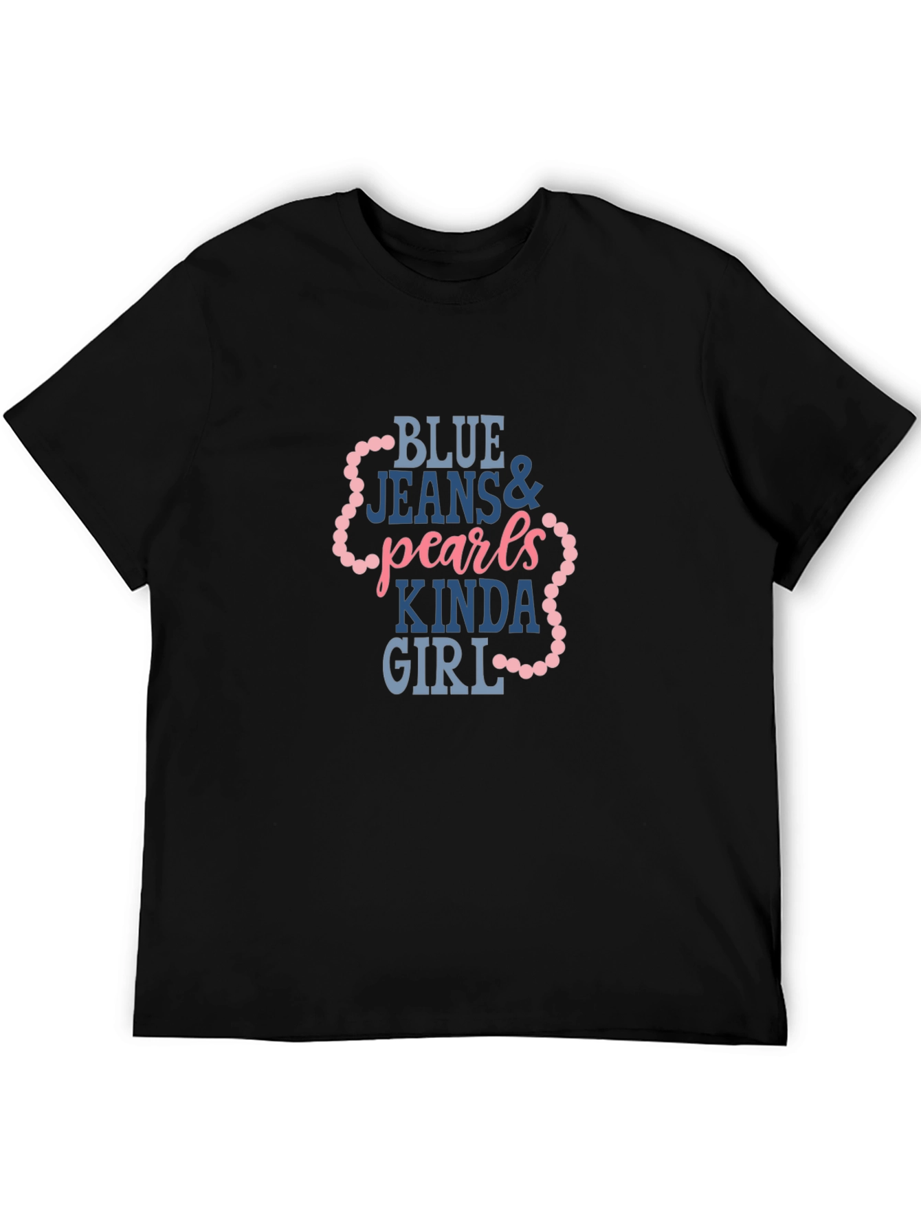Black Blue Jeans & Pearls Kinda Girl Graphic Tee view 5