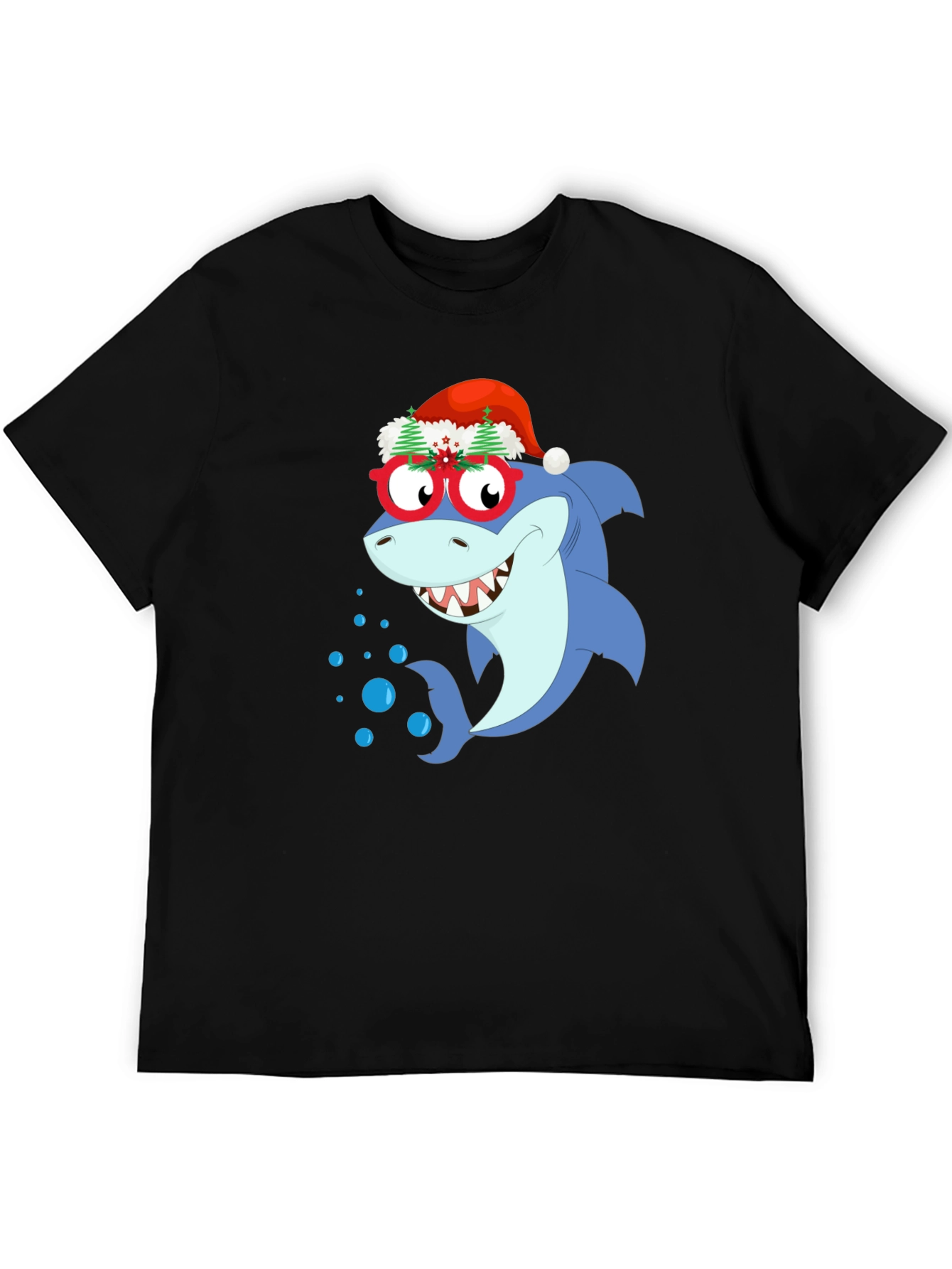 Black Christmas Shark Graphic T-Shirt view 5