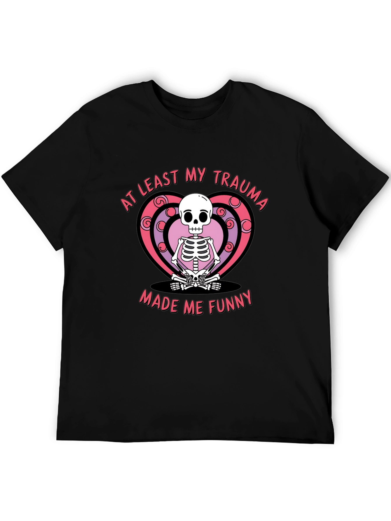 Black Funny Trauma Skeleton T-Shirt - At Least My Trauma Made Me Funny Tee view 5