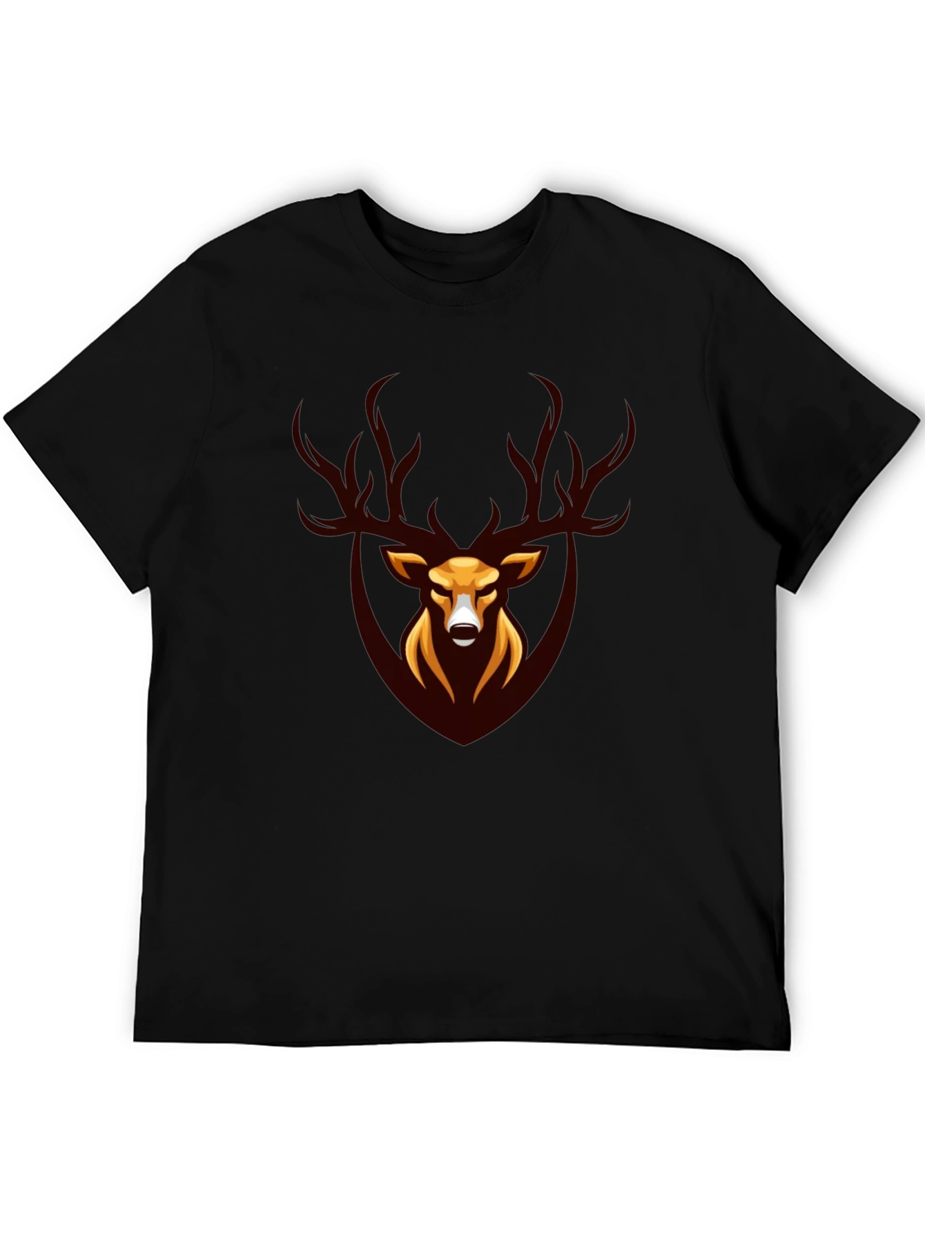Black Stag Graphic Tee - Black Stylish Deer Design view 5