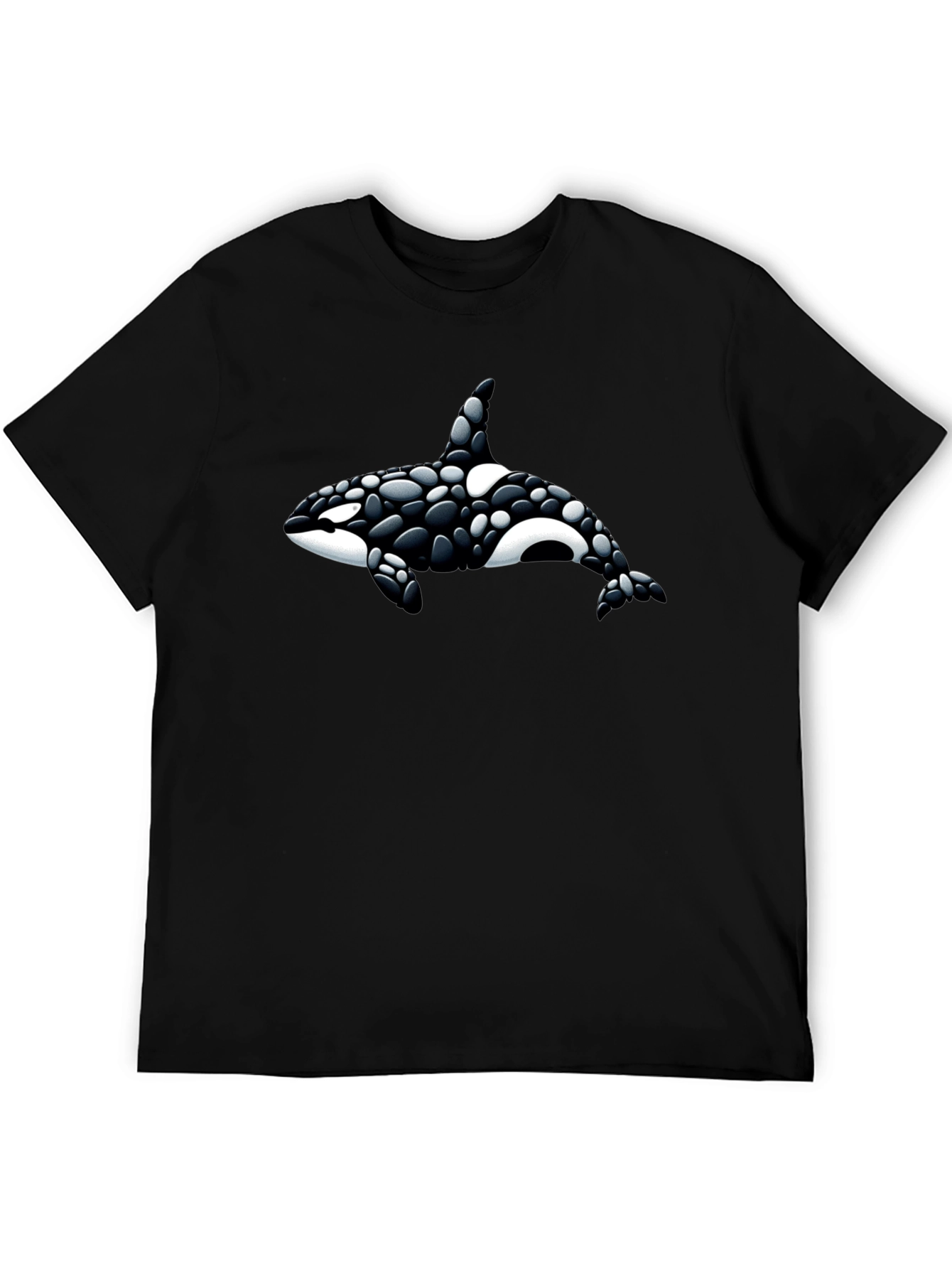 Black Orca Whale Graphic Tee - Black Cotton T-Shirt view 5