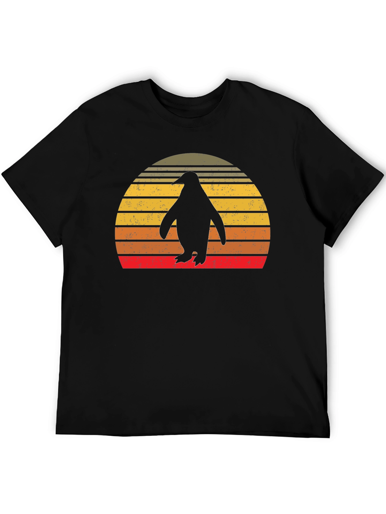 Black Retro Penguin Sunset T-Shirt view 5