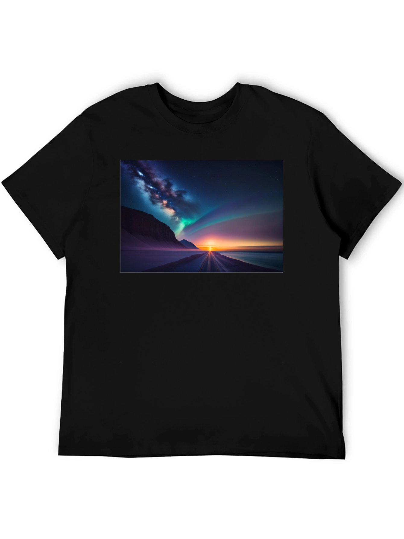 Black Aurora Borealis Graphic Tee - Black view 5