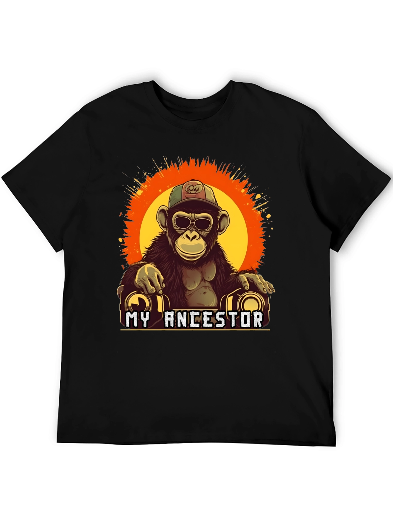 Black My Ancestor Monkey T-Shirt Cool Ape Graphic Tee view 5
