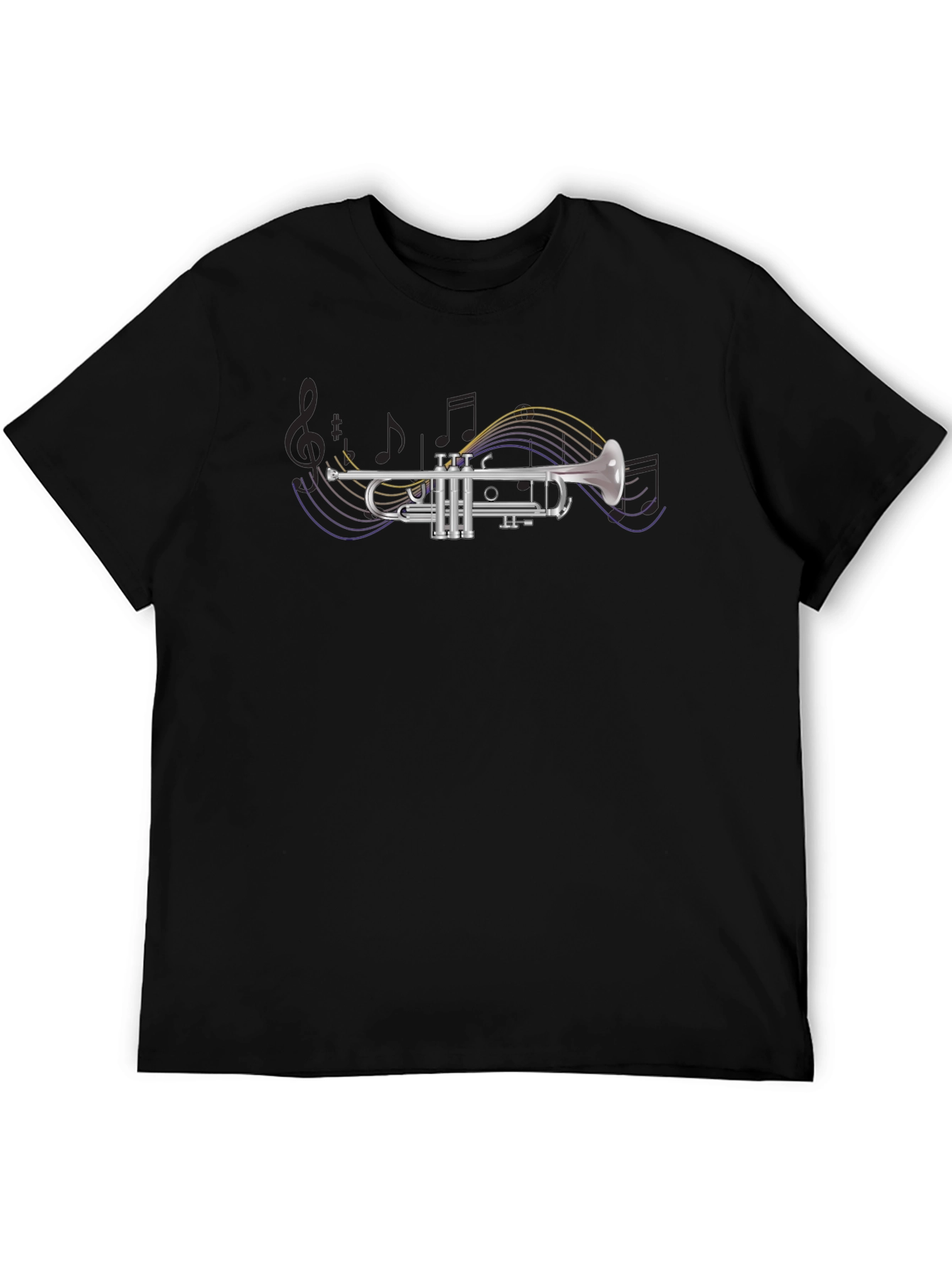 Black Trumpet Graphic Black T-Shirt - Music Lover Apparel view 5