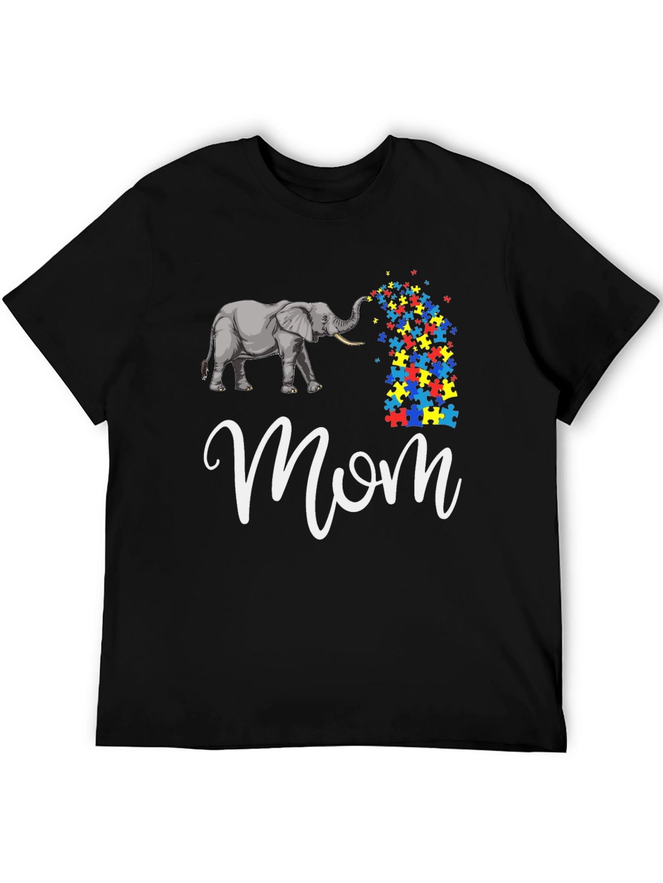 Black Autism Elephant Mom T-Shirt view 5