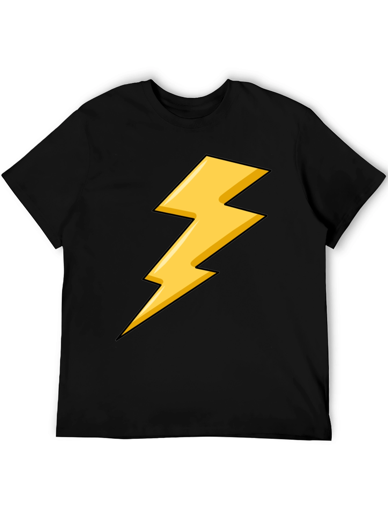 Black Black T-Shirt with Yellow Lightning Bolt Design view 5