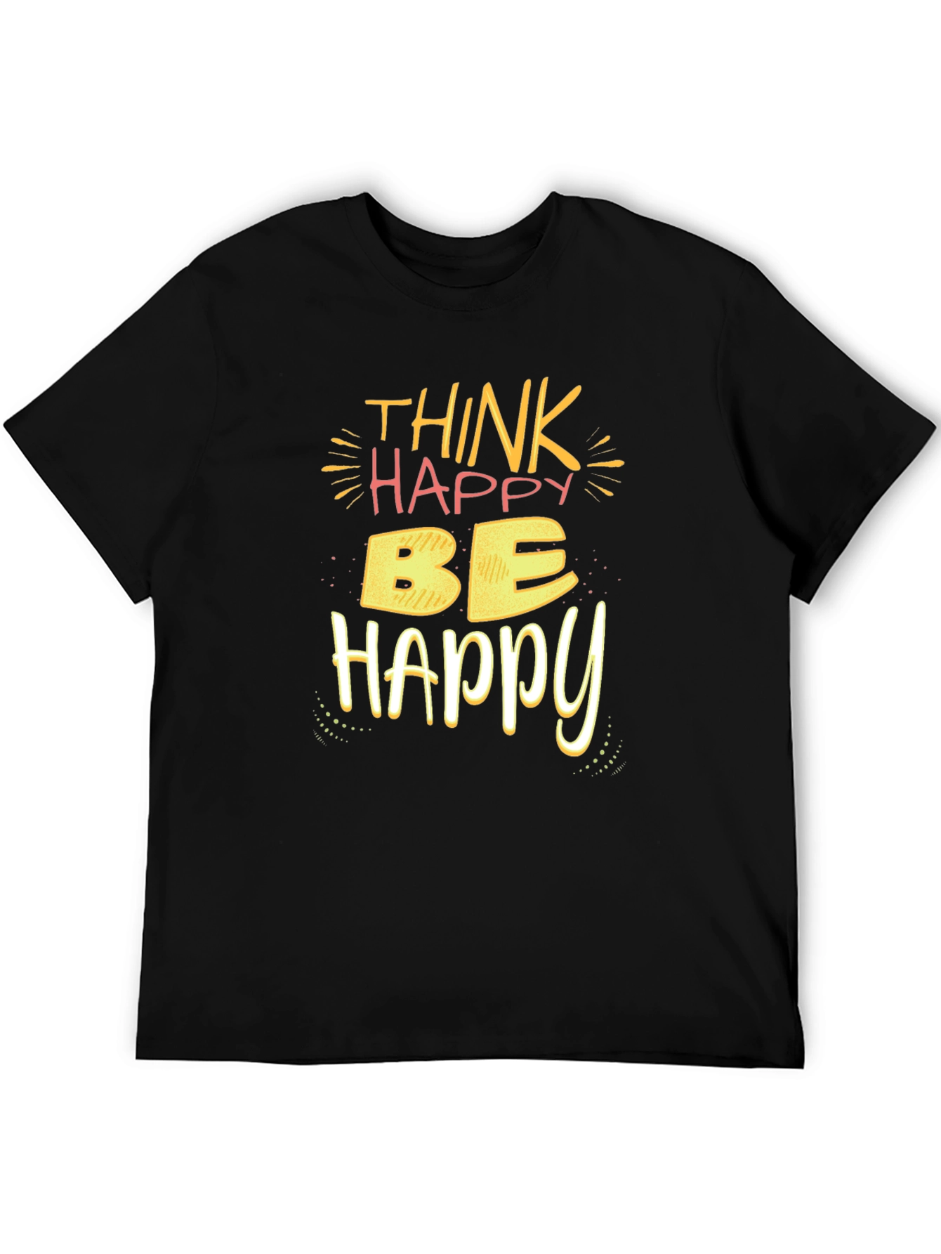 Black Think Happy Be Happy T-Shirt - Black view 5