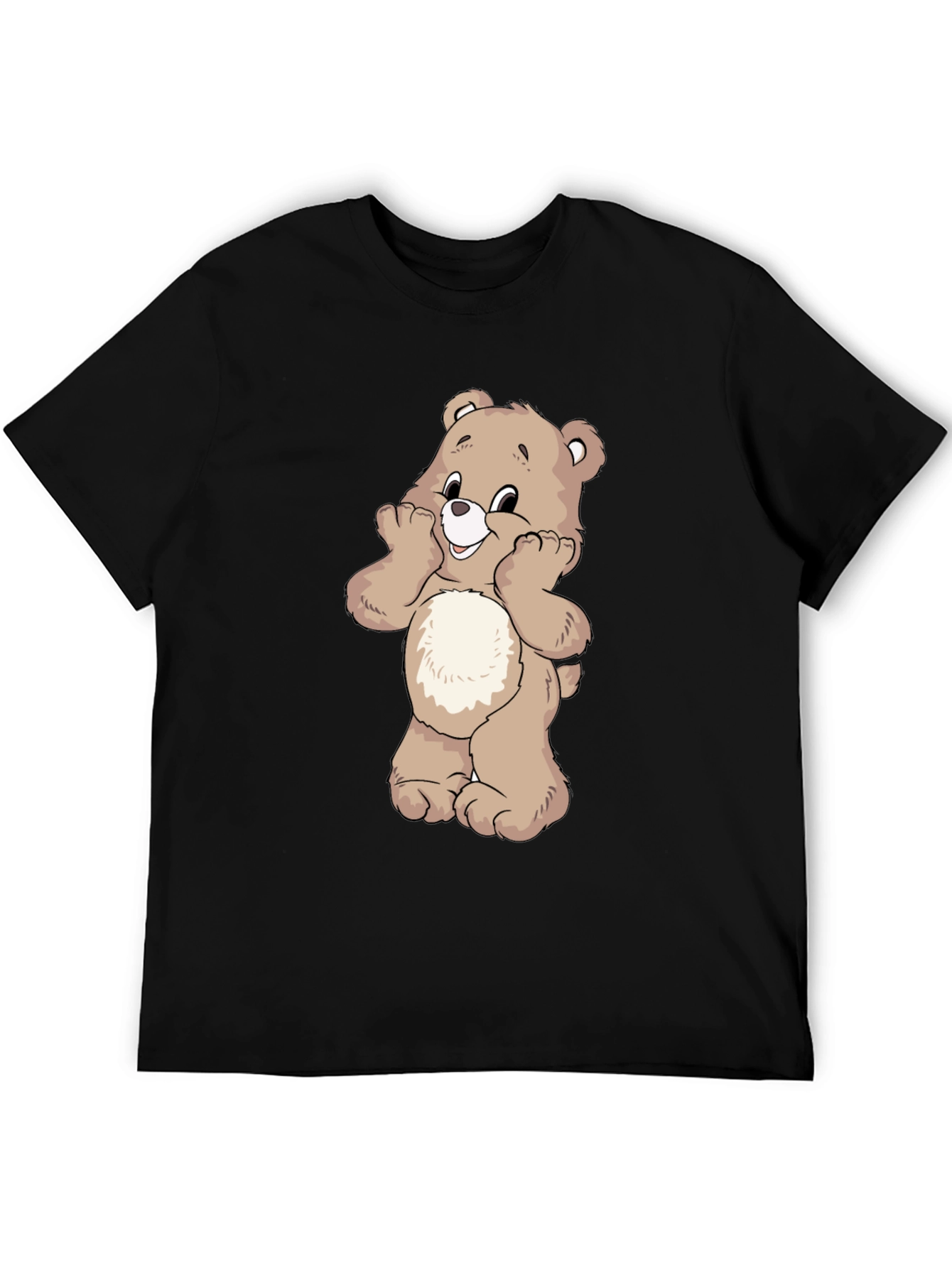 Black Cute Bear Graphic Black T-Shirt view 5