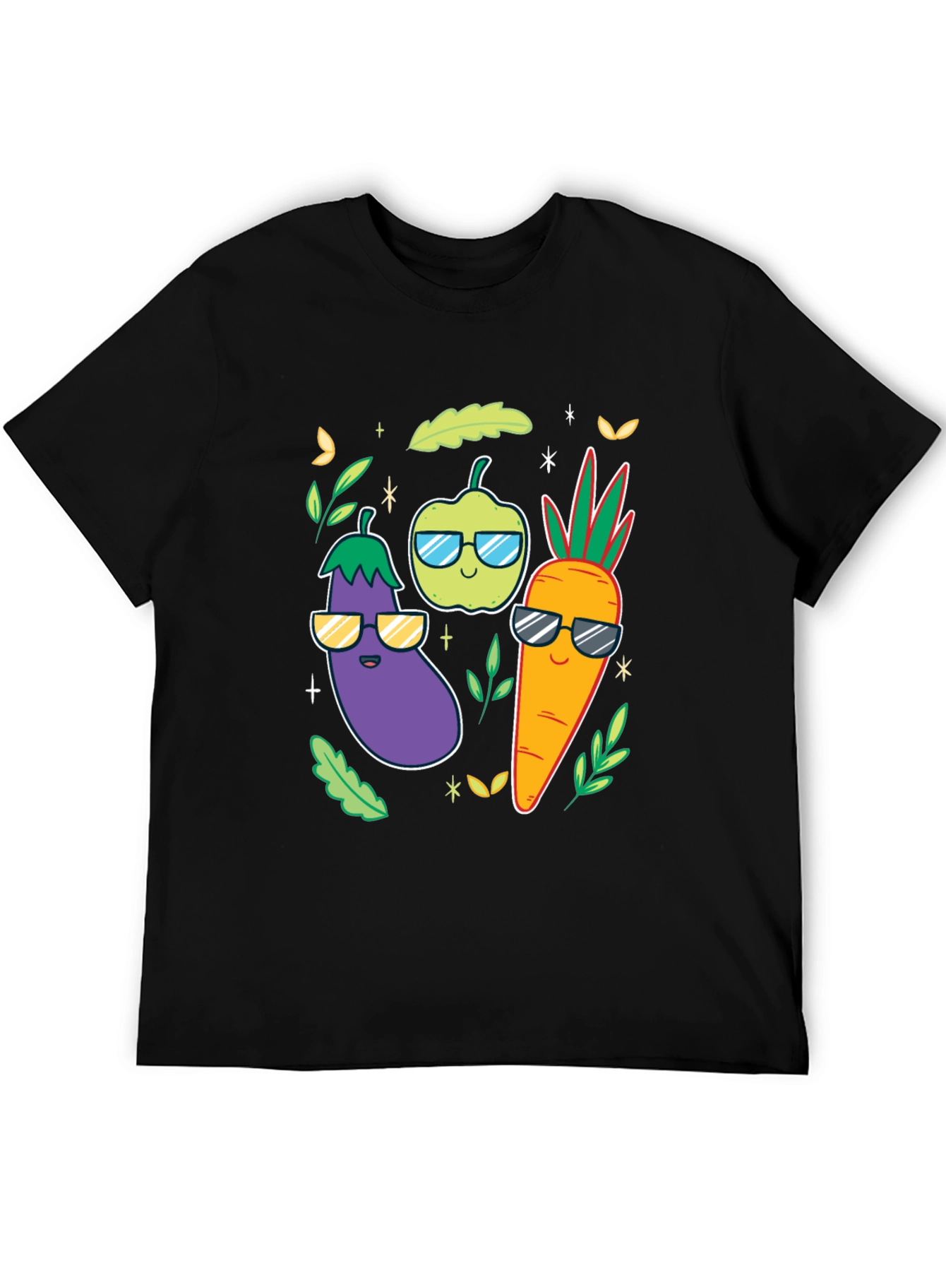 Black Cool Veggies Black T-Shirt view 5
