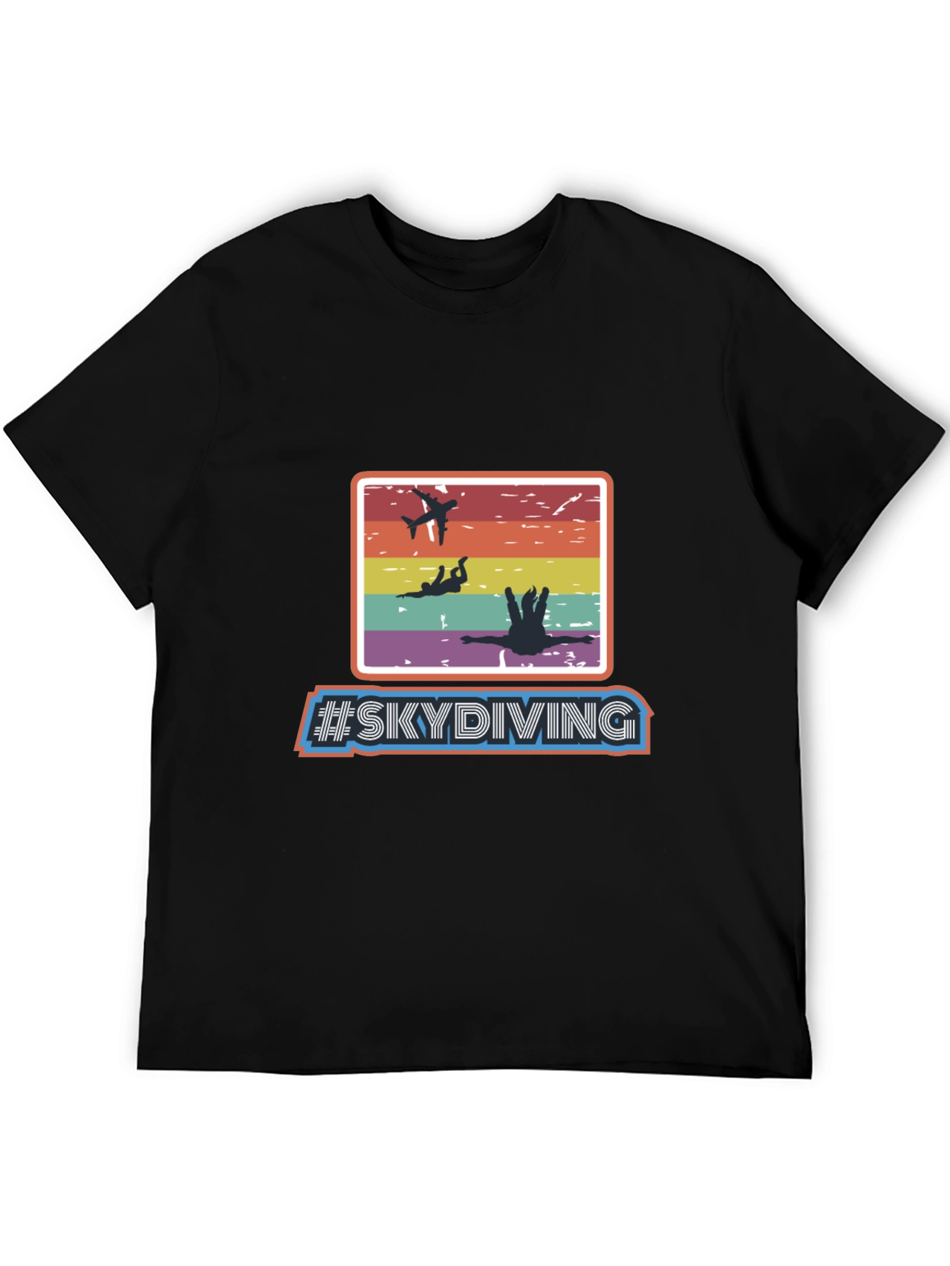Black Skydiving Retro T-Shirt - Adventure Seeker Apparel view 5