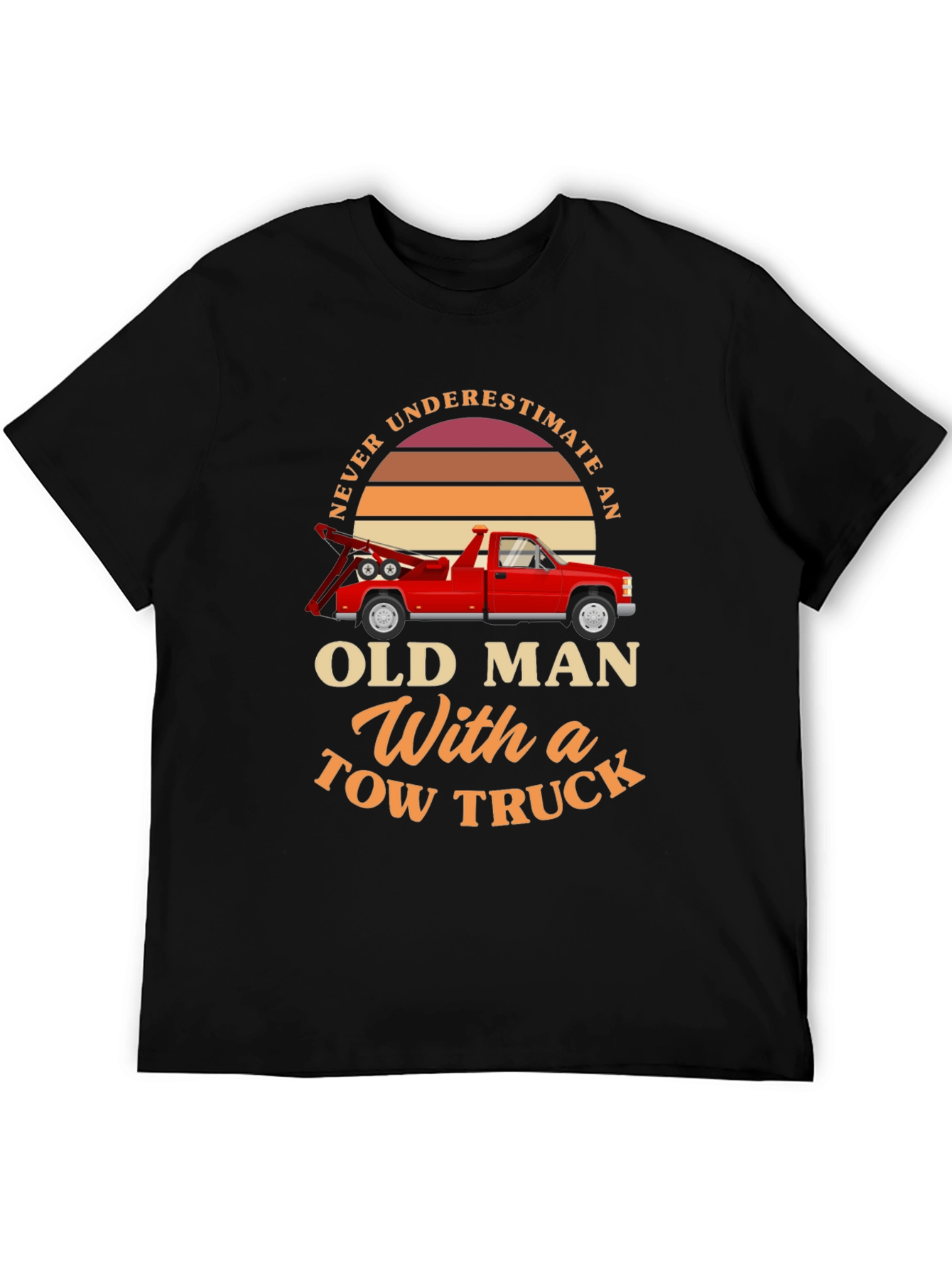 Black Never Underestimate Old Man Tow Truck T-Shirt view 5
