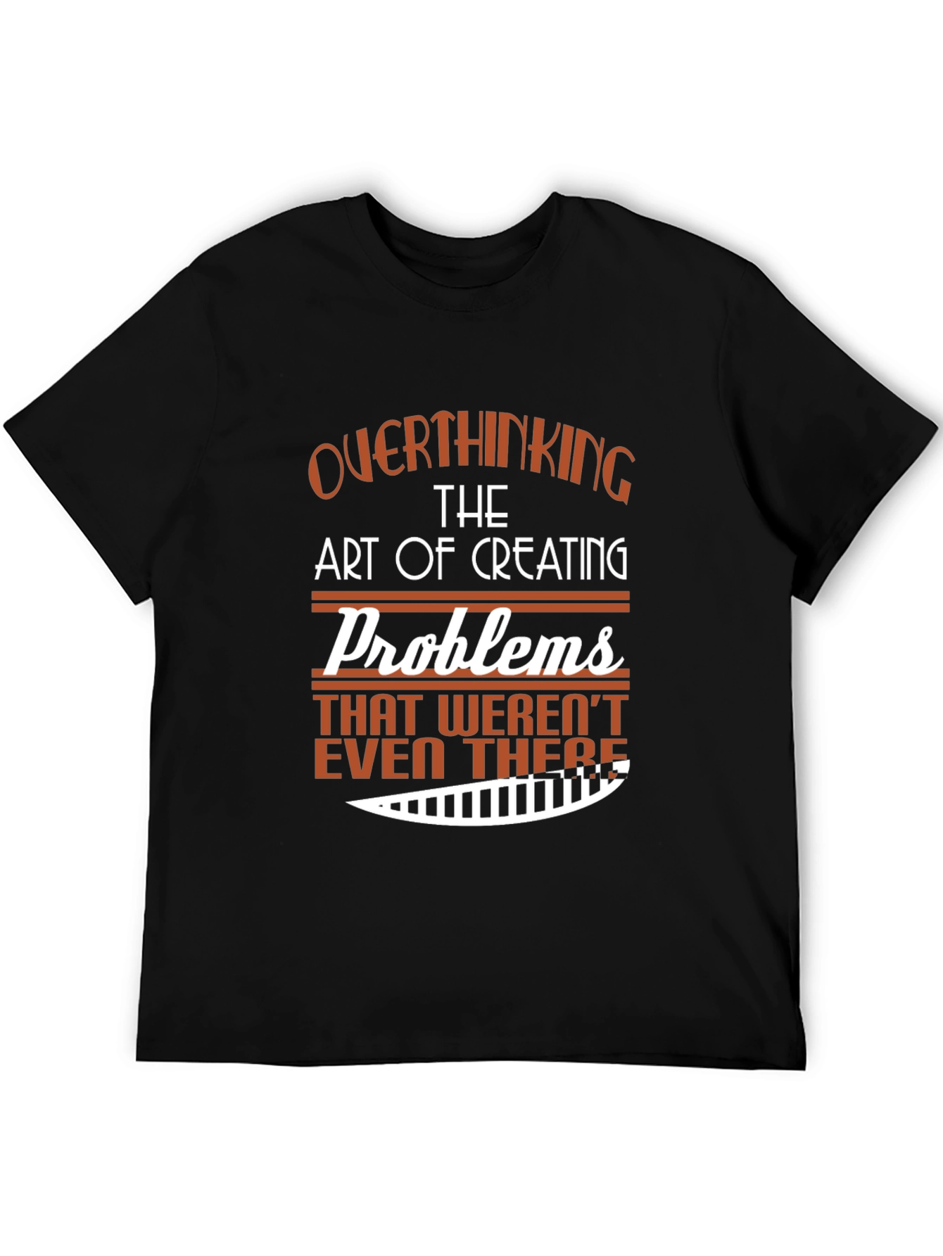 Black Overthinking Problems Funny T-Shirt view 5