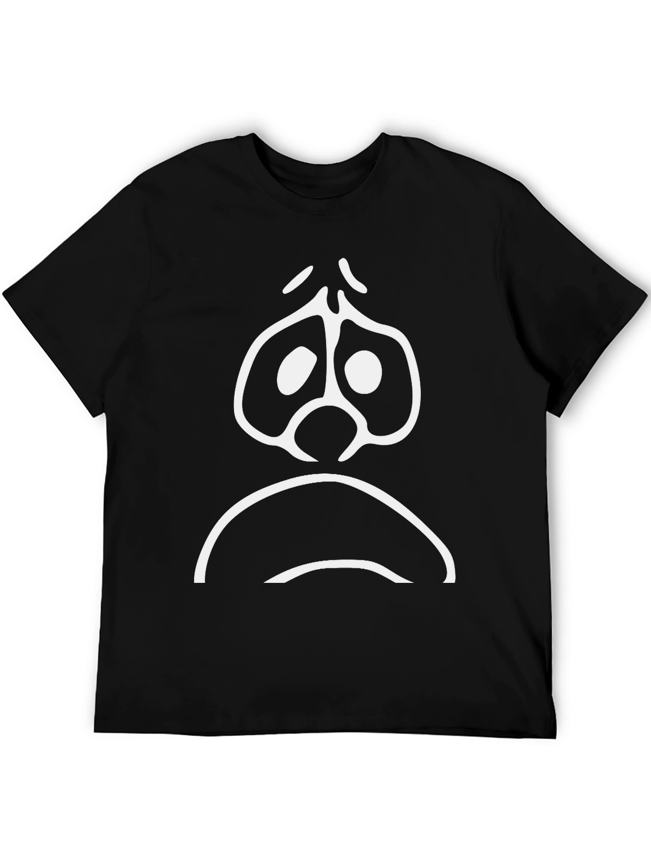 Black Sad Face Graphic Tee - Unisex Black Cotton T-Shirt view 5