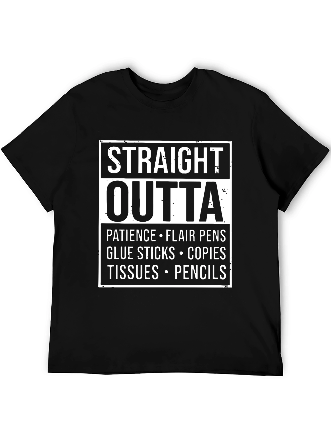 Black Straight Outta Teacher Supplies T-Shirt view 5
