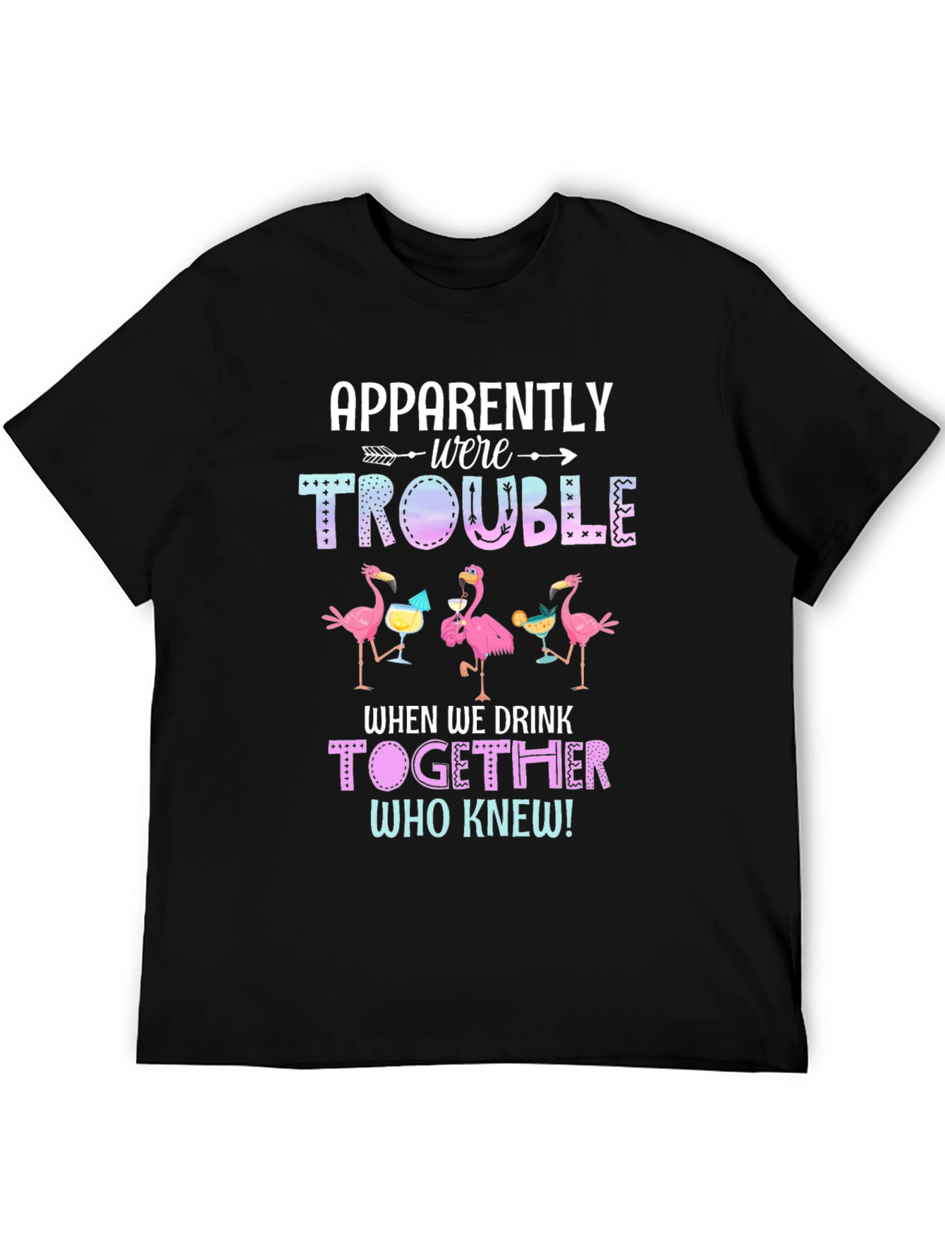 Black Flamingo Trouble When We Drink Together T-Shirt view 5