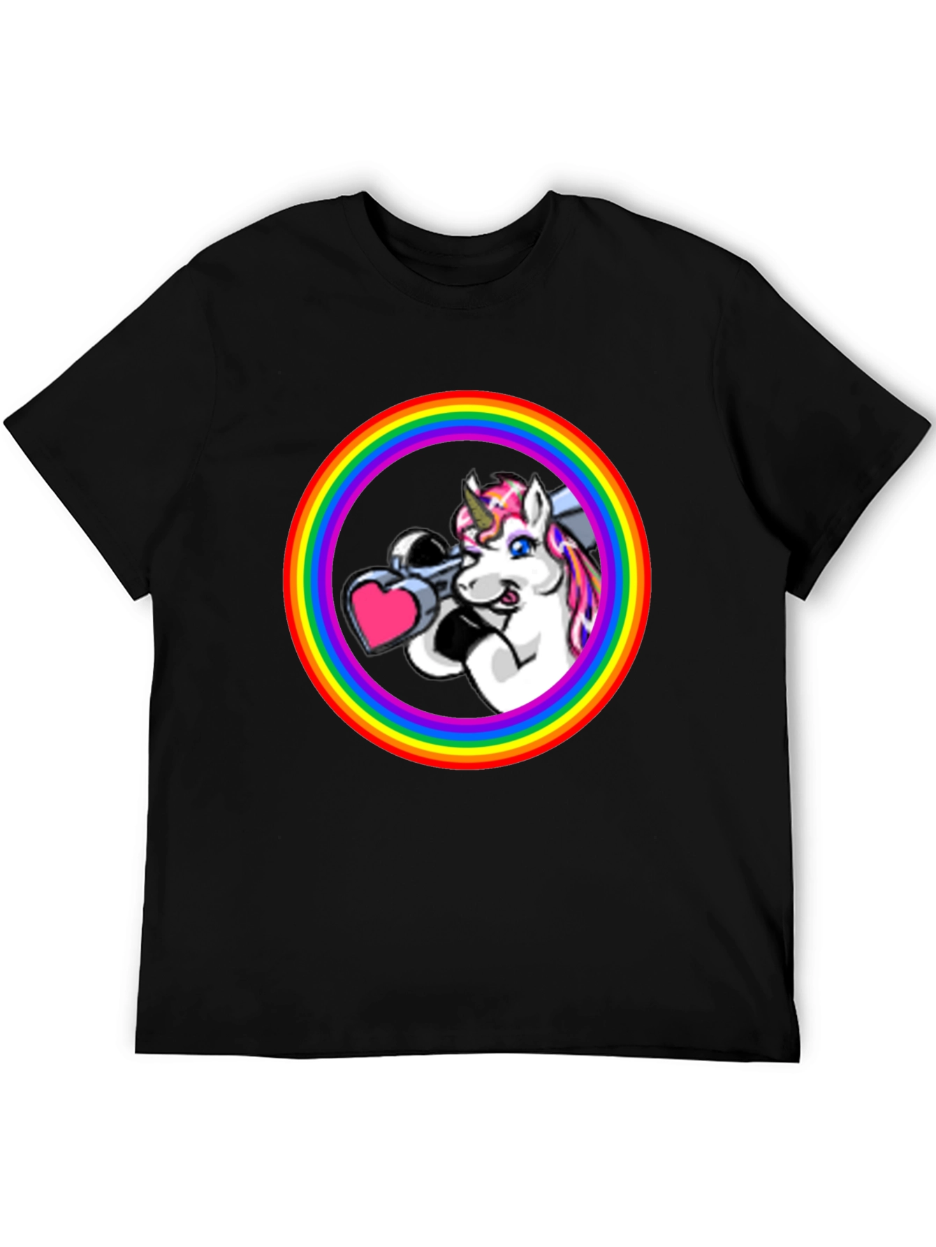 Black Unicorn Bazooka Rainbow T-Shirt view 5