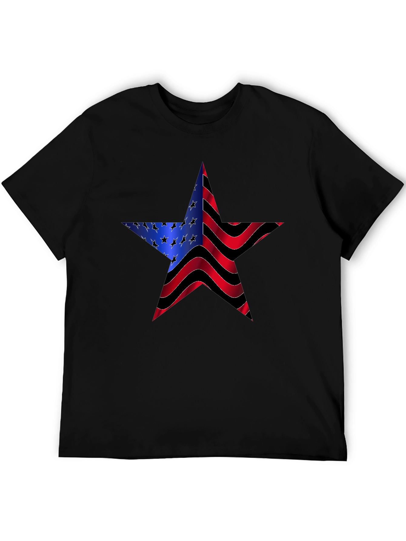 Black American Flag Star Graphic Black Tee view 5
