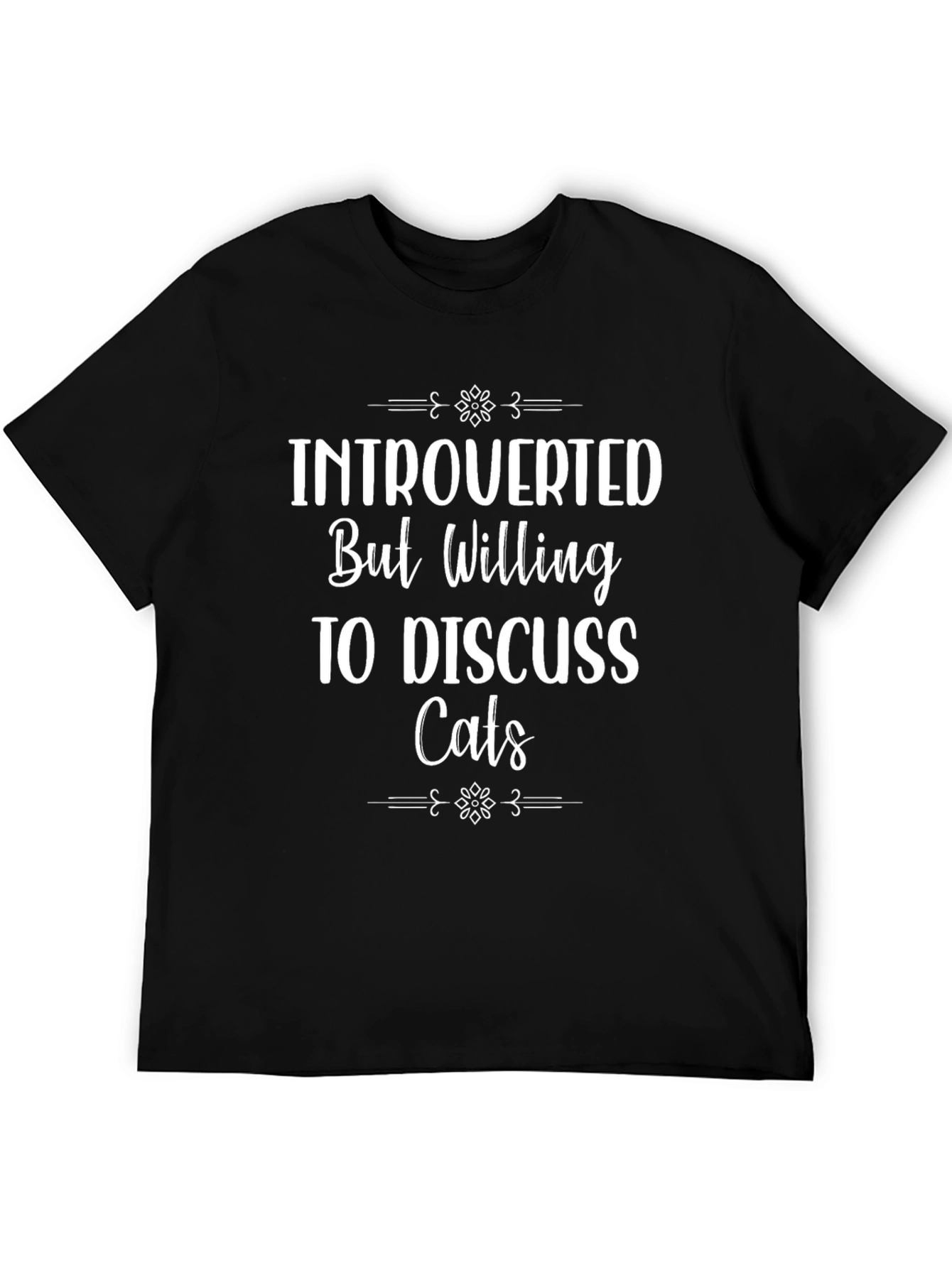 Black Introverted Cat Lover T-Shirt - Funny Graphic Tee view 5