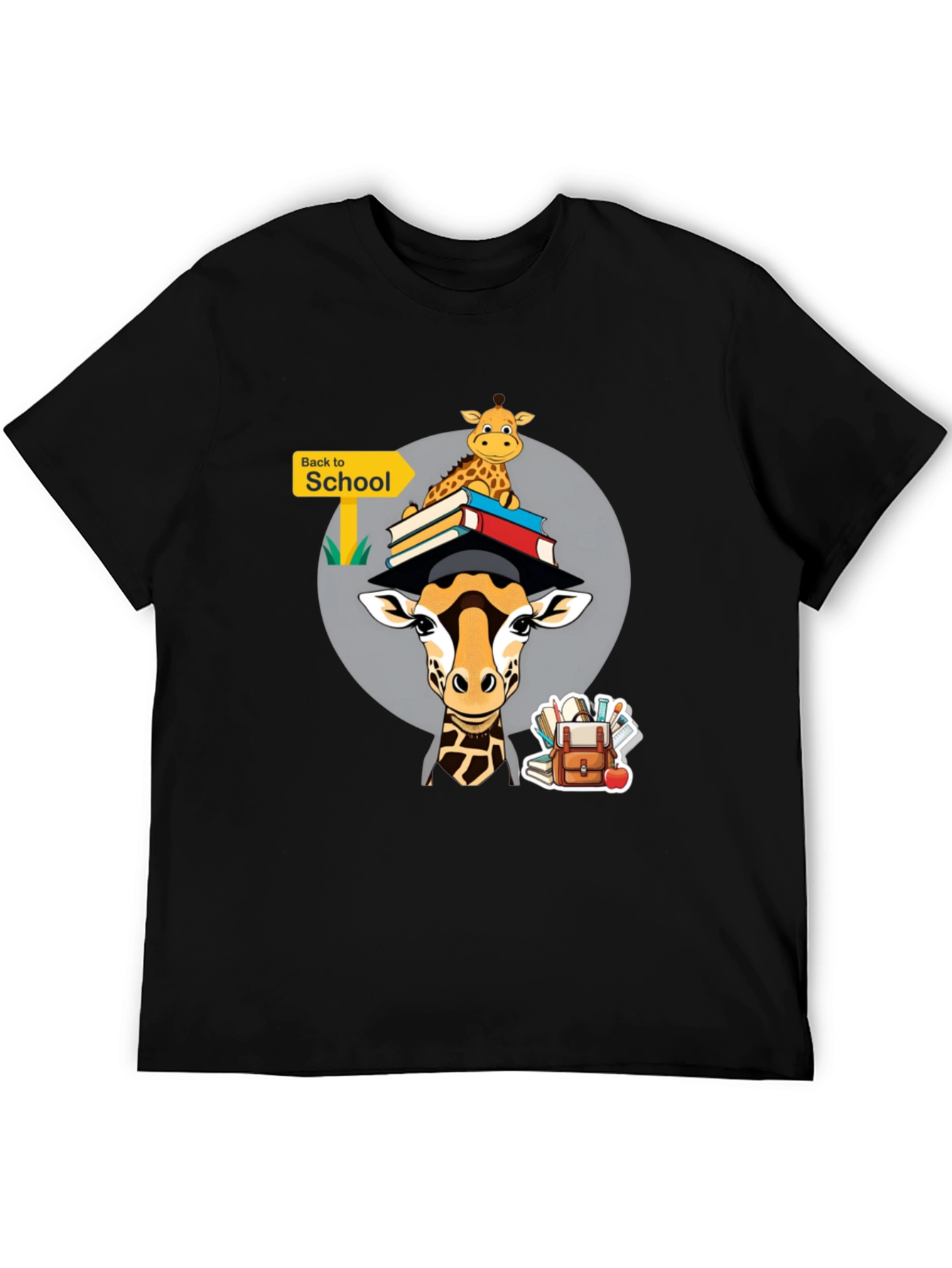 Black Back to School Giraffe T-Shirt - Education Animal Tee view 5