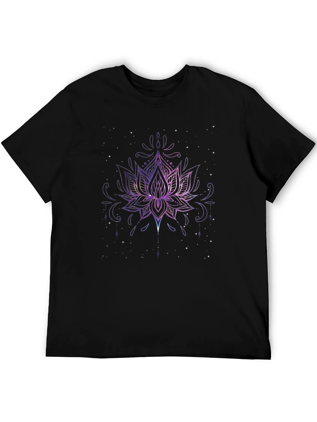 Black Galaxy Lotus Flower Graphic Tee view 5