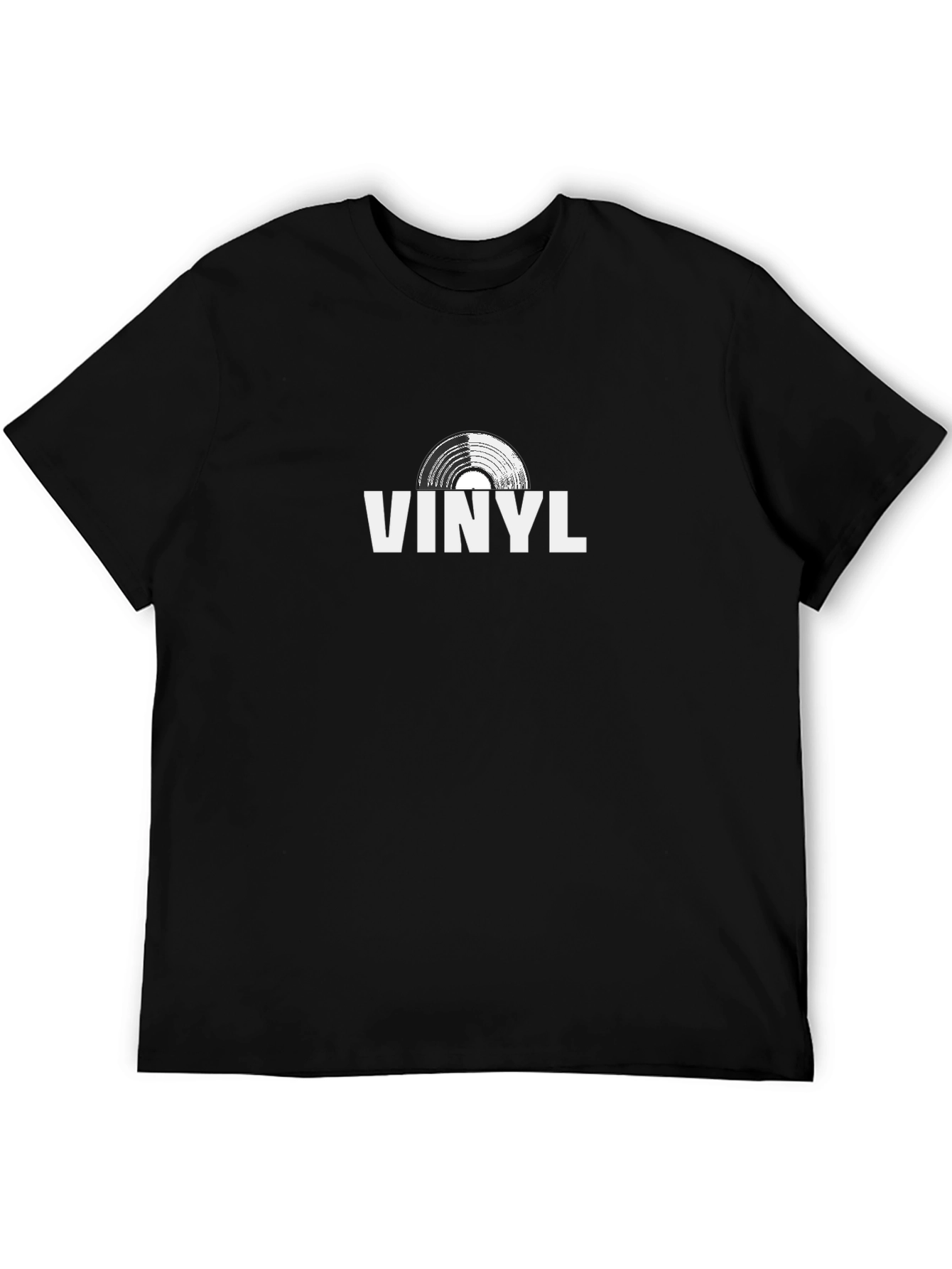 Black Vinyl Record Graphic Tee - Black Casual Shirt view 5