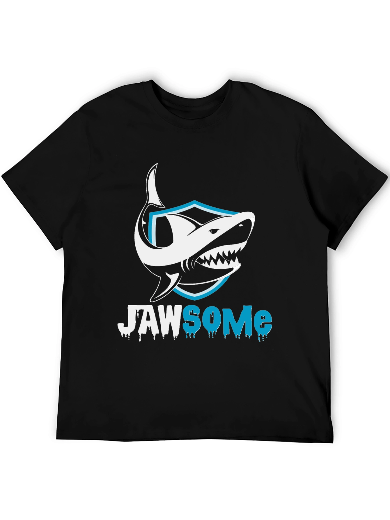 Black Jawsome Shark Graphic T-Shirt - Black Cotton Tee view 5