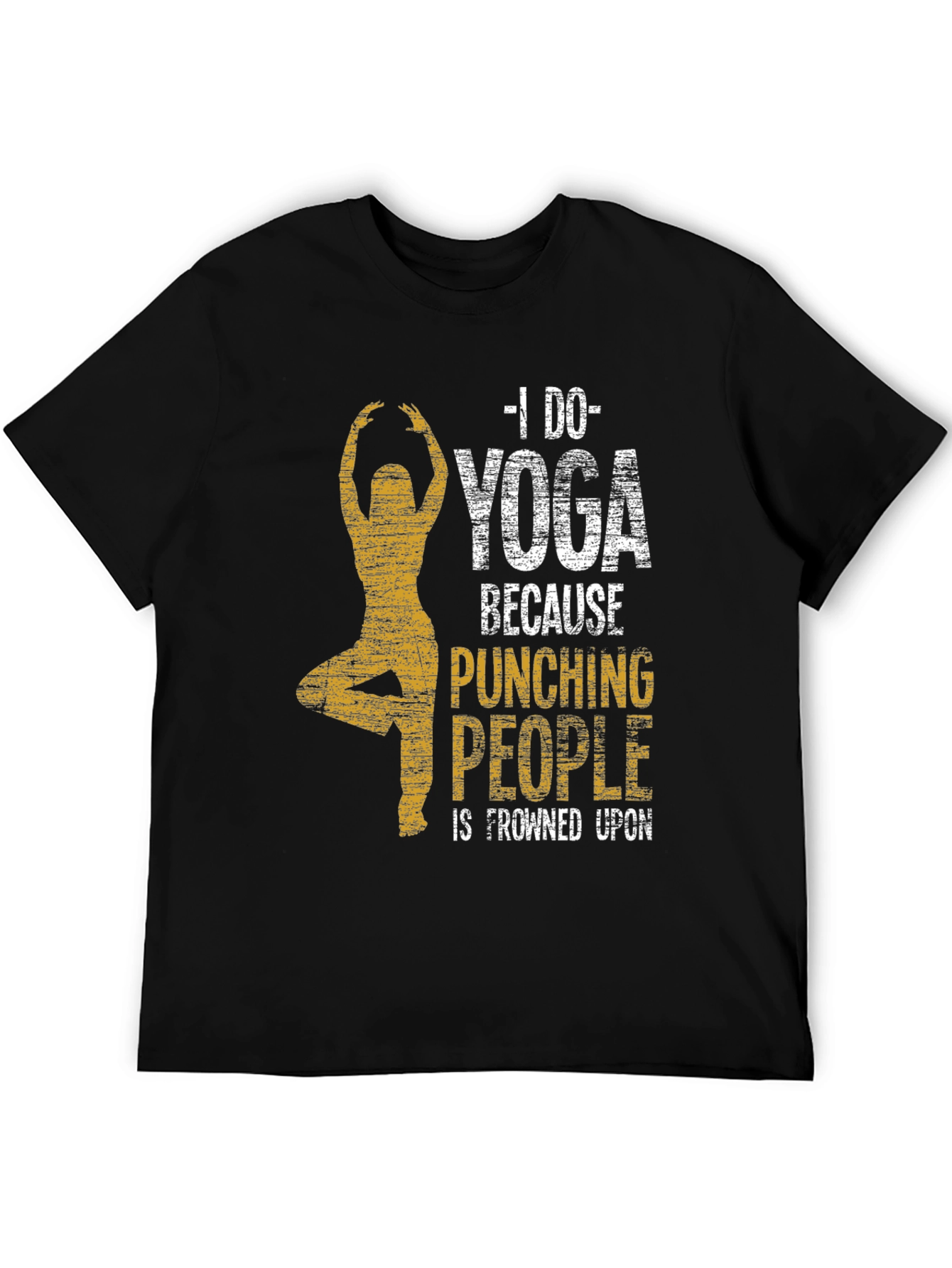 Black Yoga Graphic Tee - Punching People Is Frowned Upon view 5