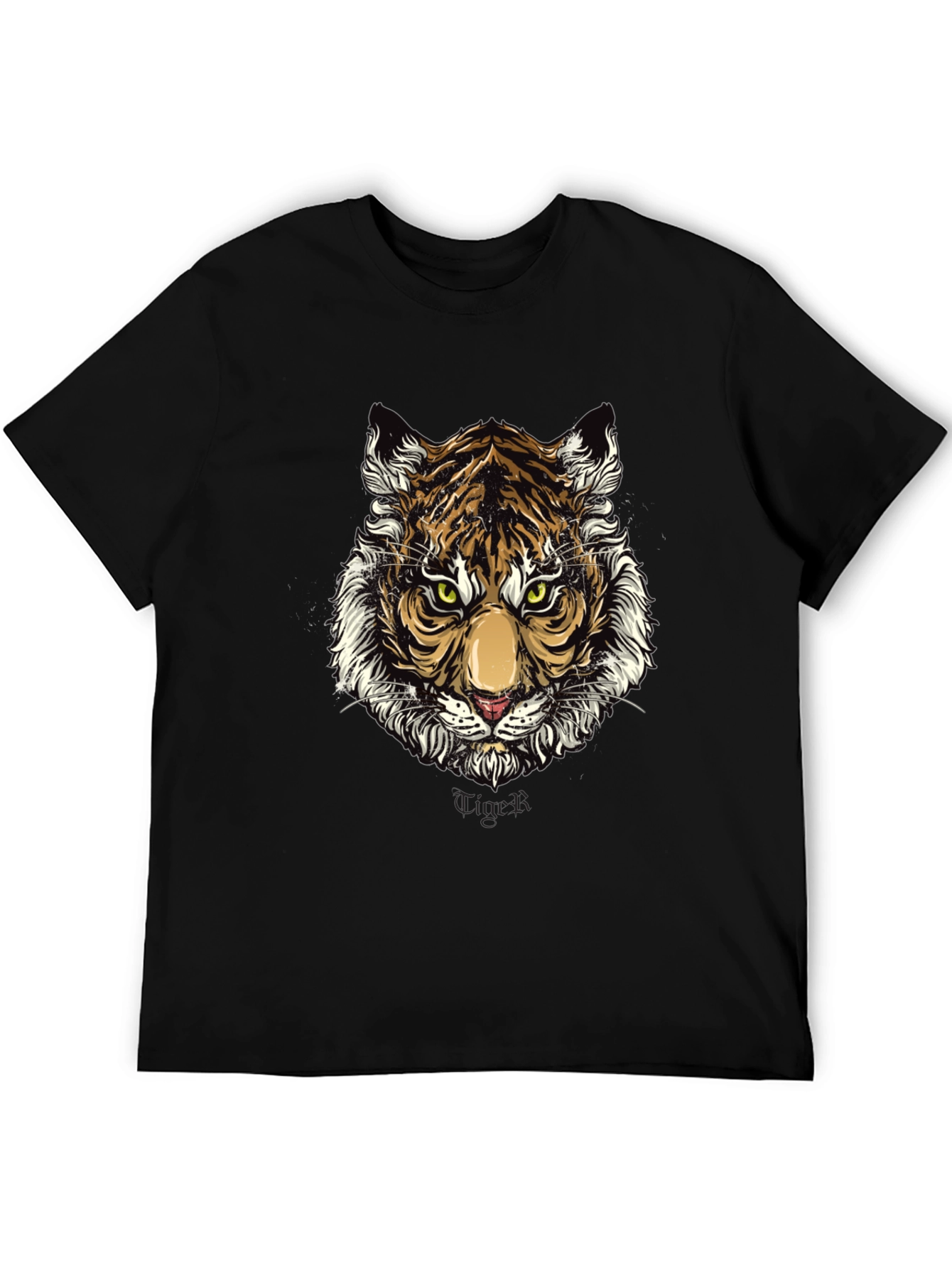 Black Tiger Graphic Print Black T-Shirt view 5