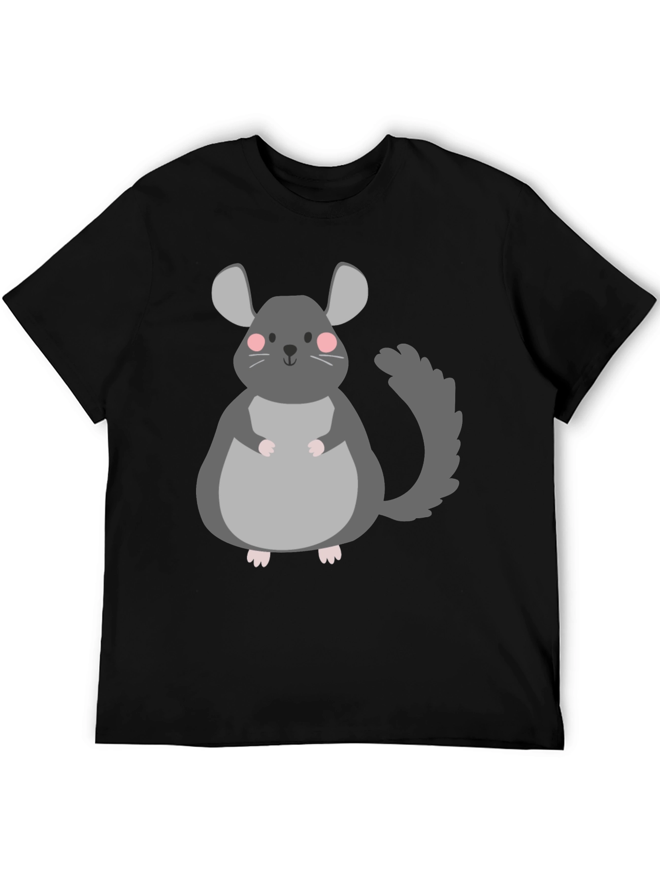 Black Cute Chinchilla Graphic T-Shirt - Unisex Black Tee view 5