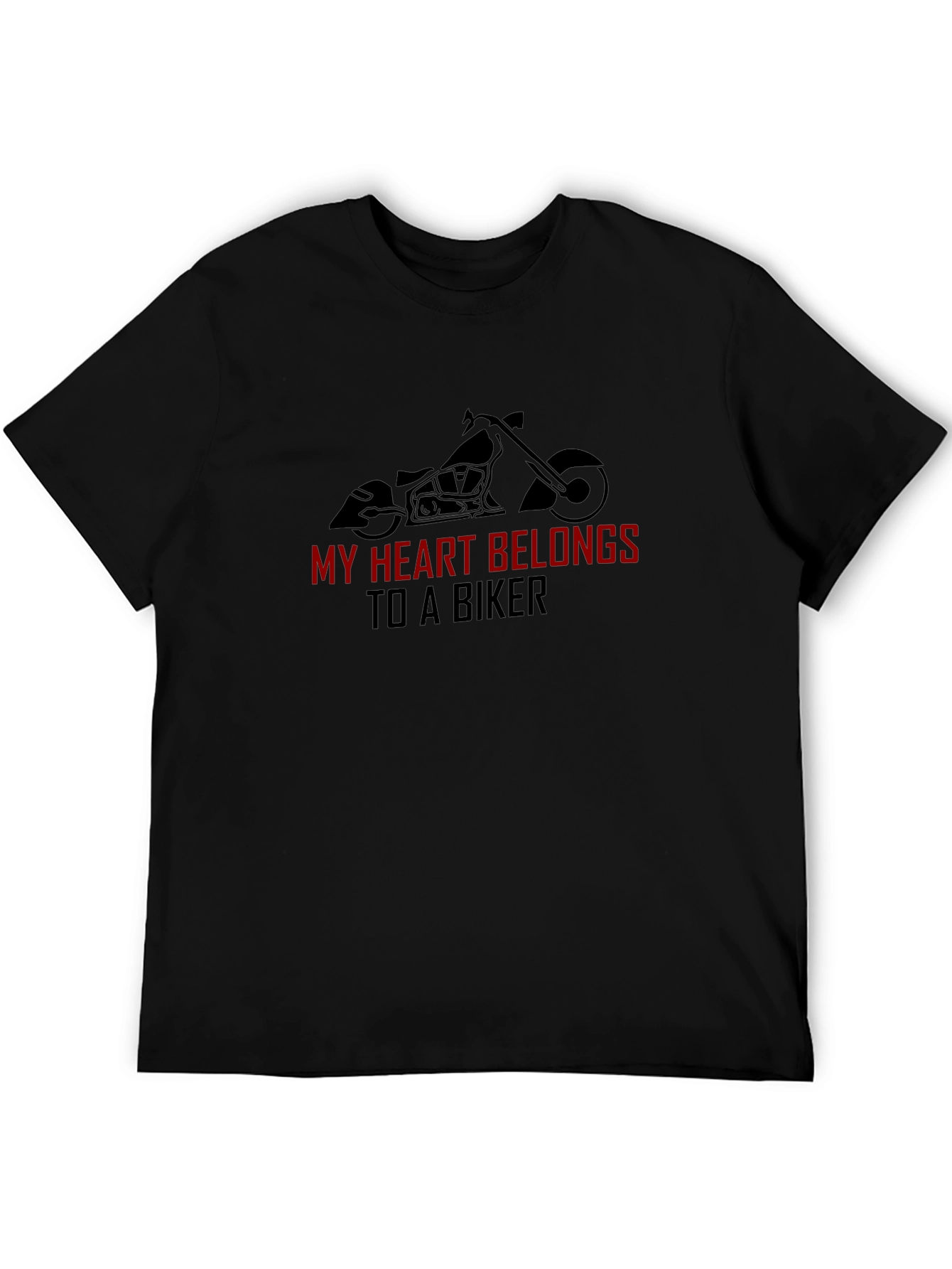 Black My Heart Belongs to a Biker Tee view 5